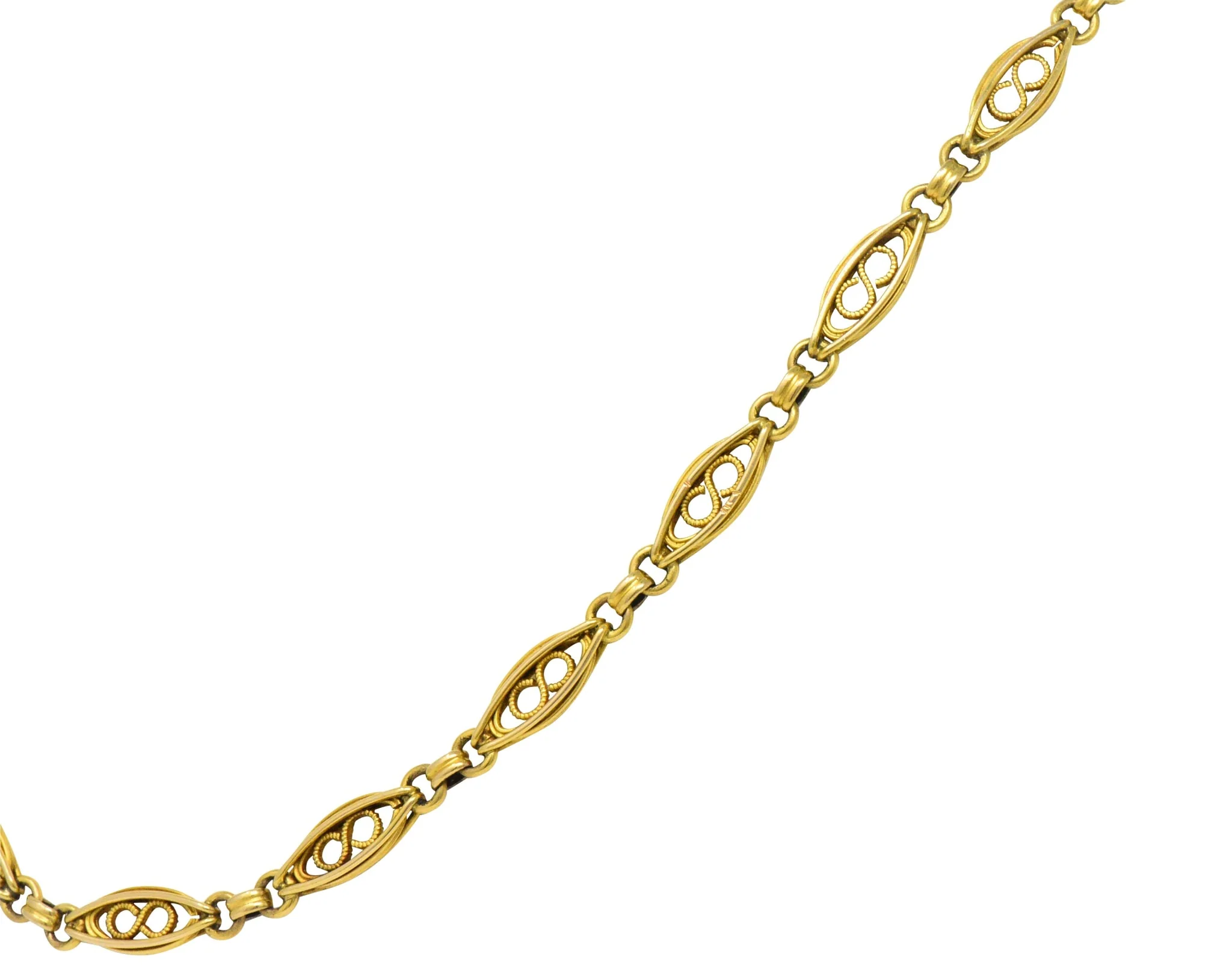Fancy Victorian 18 Karat Gold Chain Necklace - Image 6