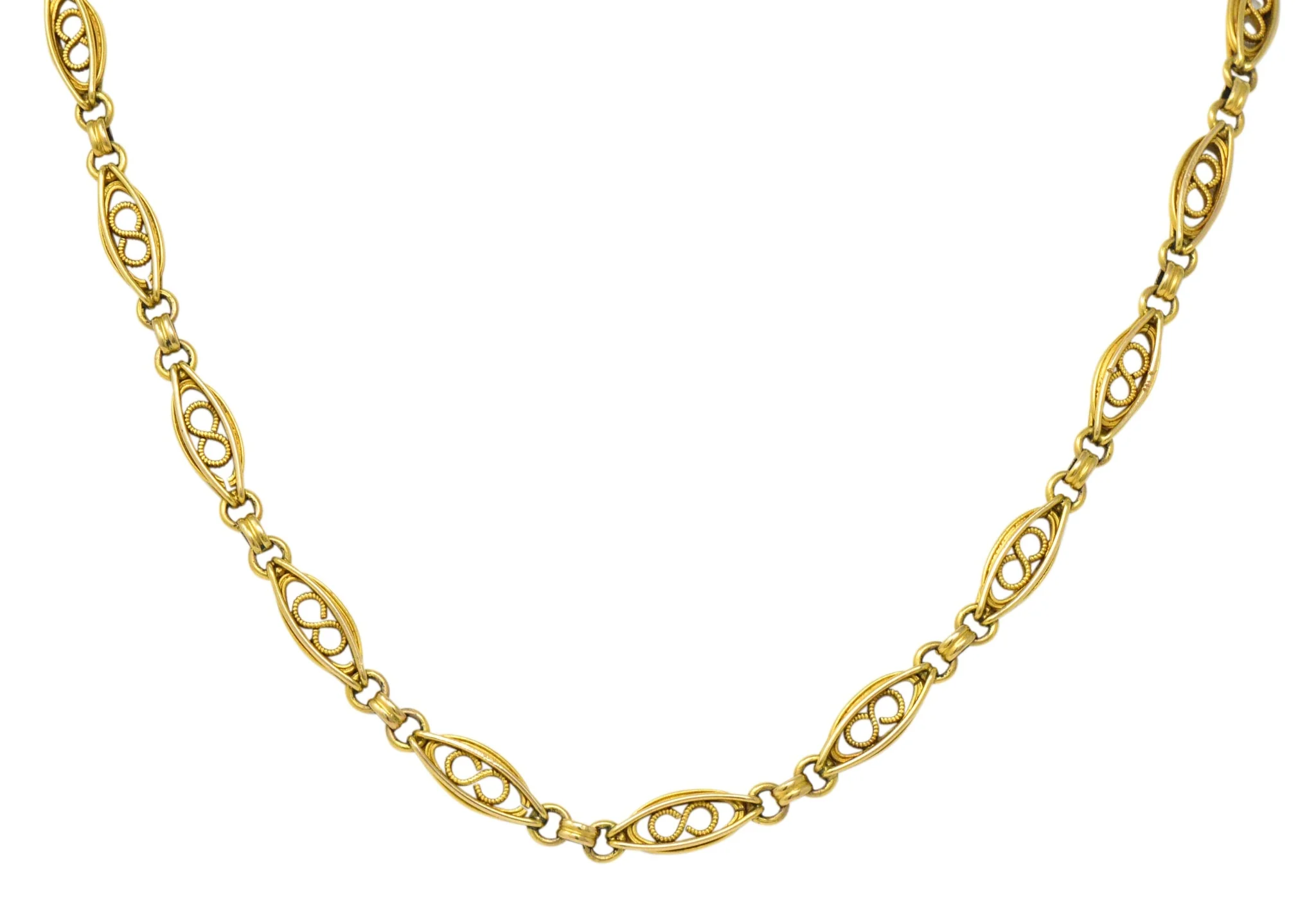 Fancy Victorian 18 Karat Gold Chain Necklace - Image 7