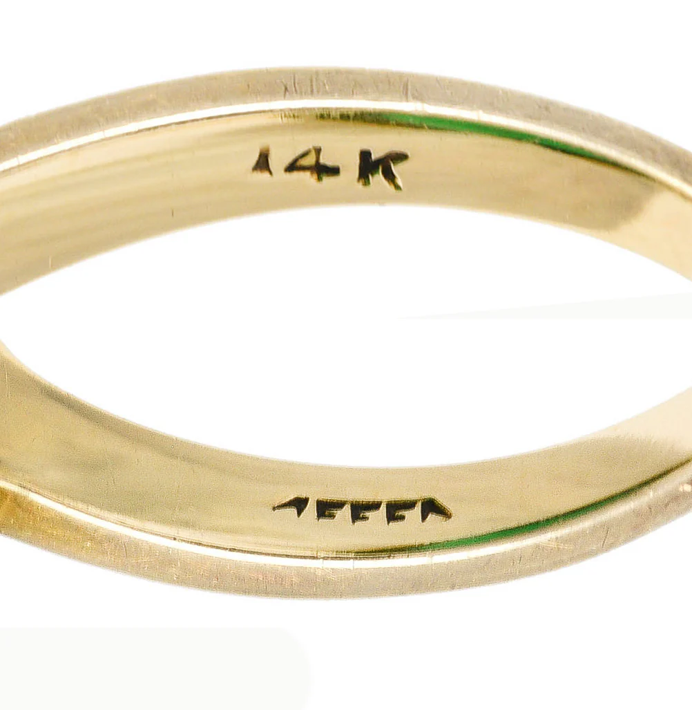 Felger Art Deco Chrysoprase Enamel 14 Karat Yellow Gold Buddha Lotus Ring - Image 7