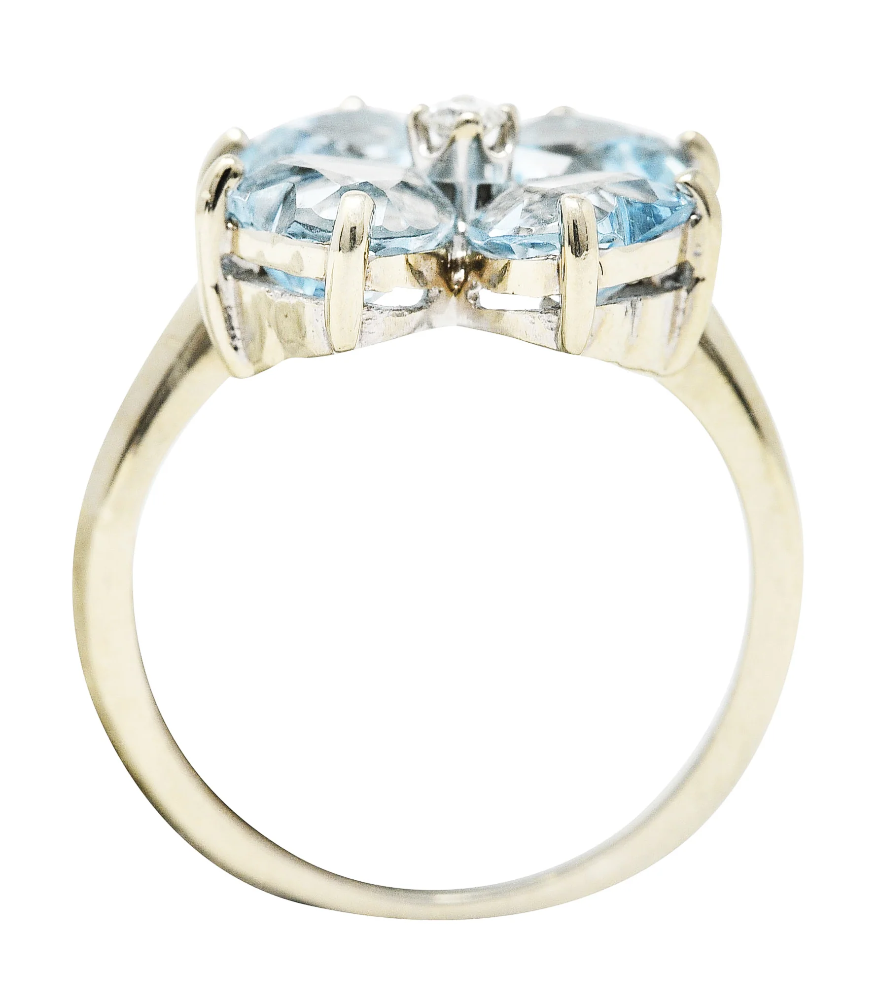 Felger & Co. Mid-Century 2.76 CTW Diamond Aquamarine 14 Karat White Gold Flower Ring - Image 10