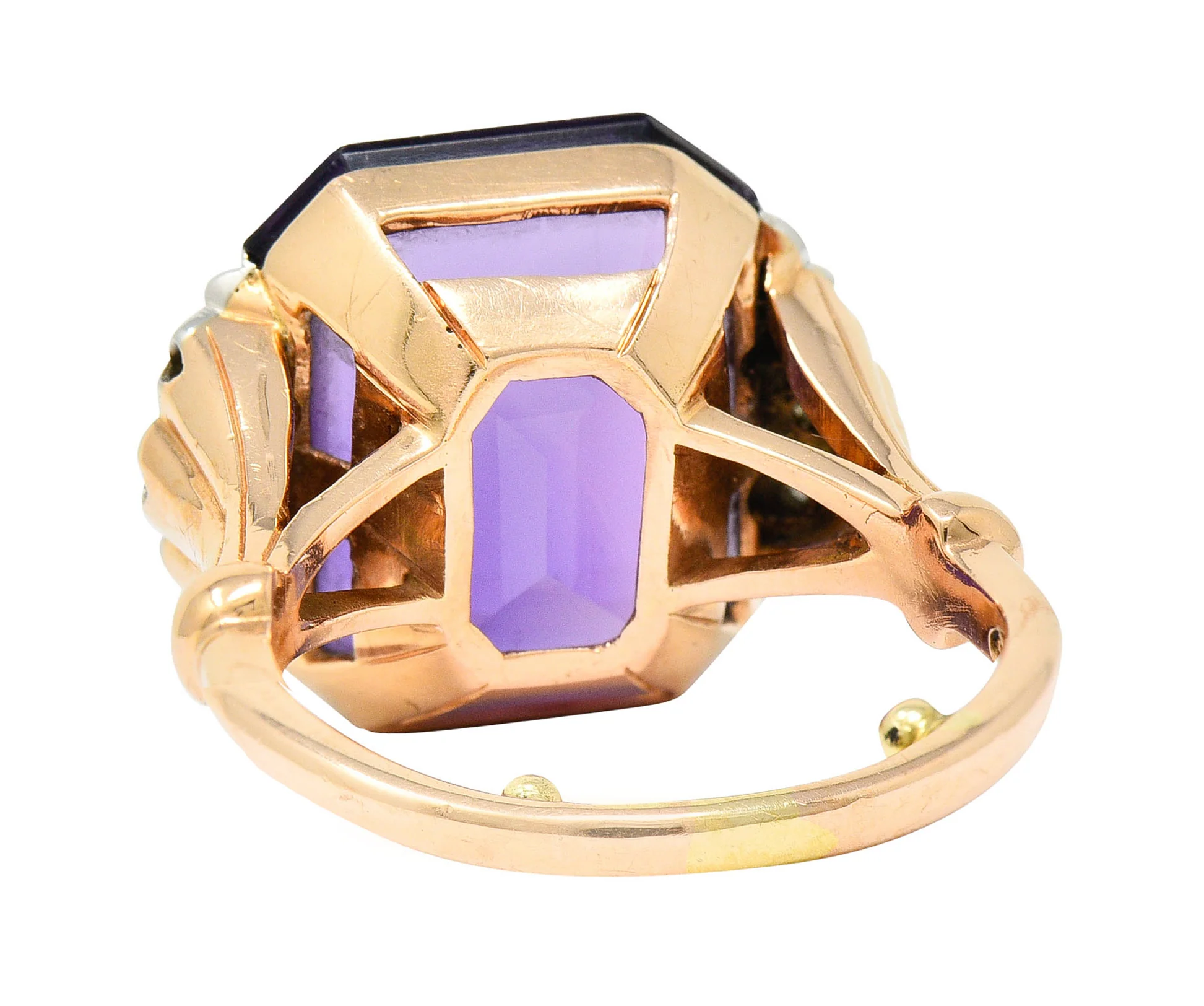 Felger Inc. Amethyst Diamond Platinum-Topped 14 Karat Gold Cocktail Ring - Image 5