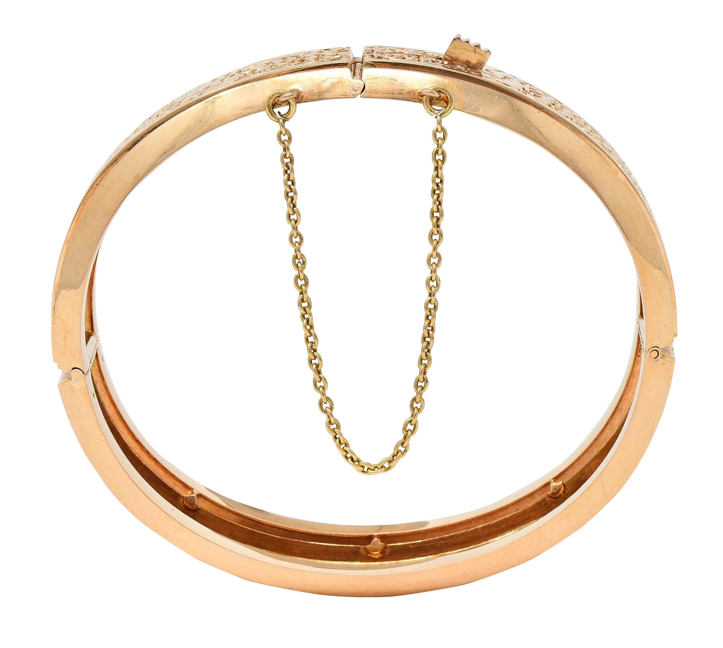Fouquet-Gueudet French Art Nouveau 18 Karat Yellow Gold Antique Floral Bangle Bracelet - Image 12