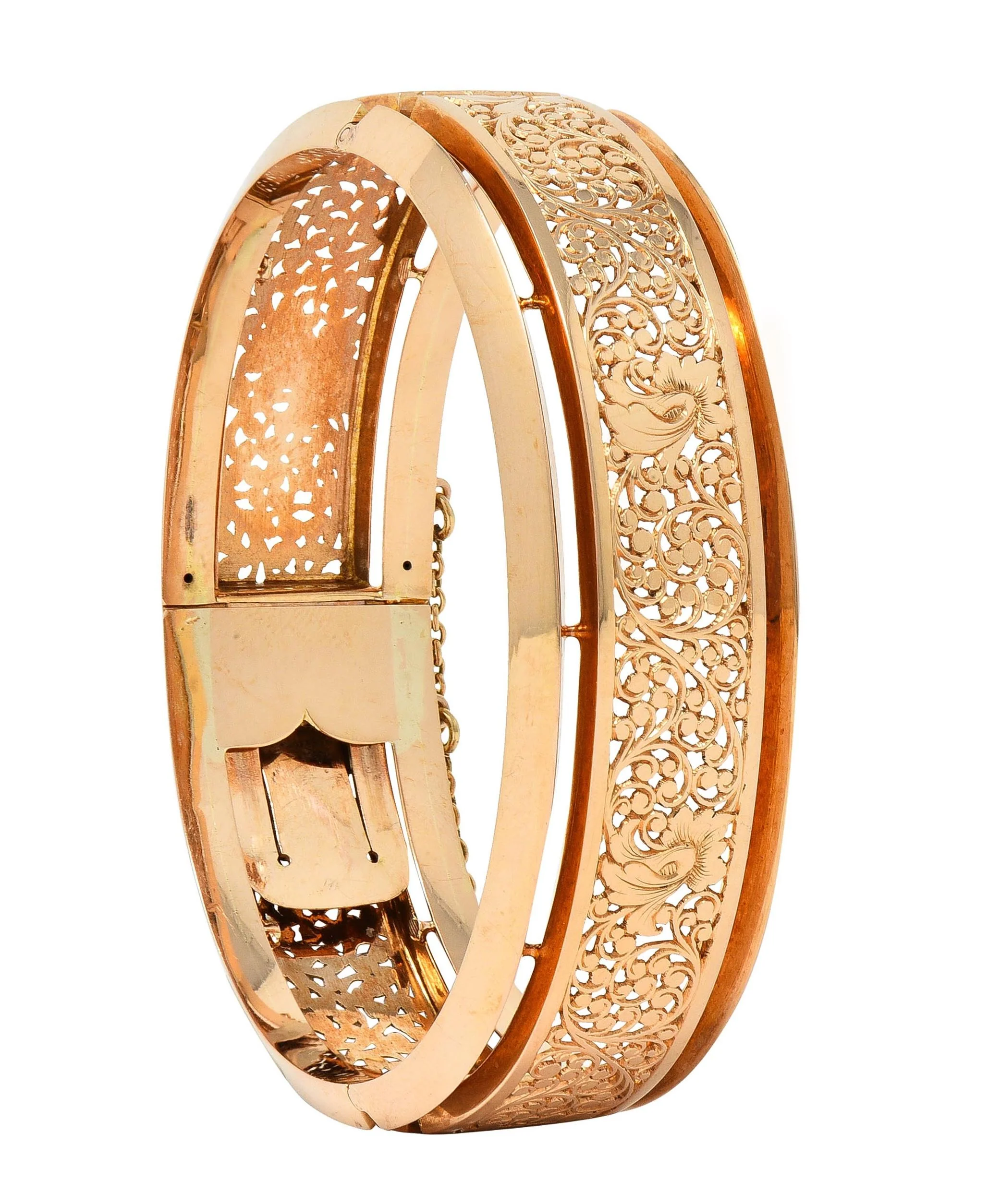 Fouquet-Gueudet French Art Nouveau 18 Karat Yellow Gold Antique Floral Bangle Bracelet - Image 14