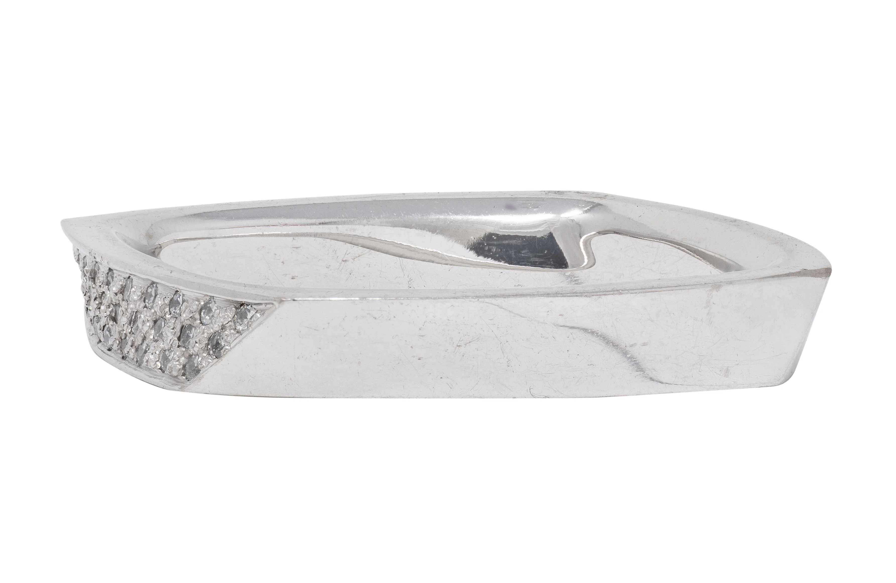 Frank Gehry Tiffany & Co. 1990's Diamond 18 Karat White Gold Square Torque Band Ring - Image 5