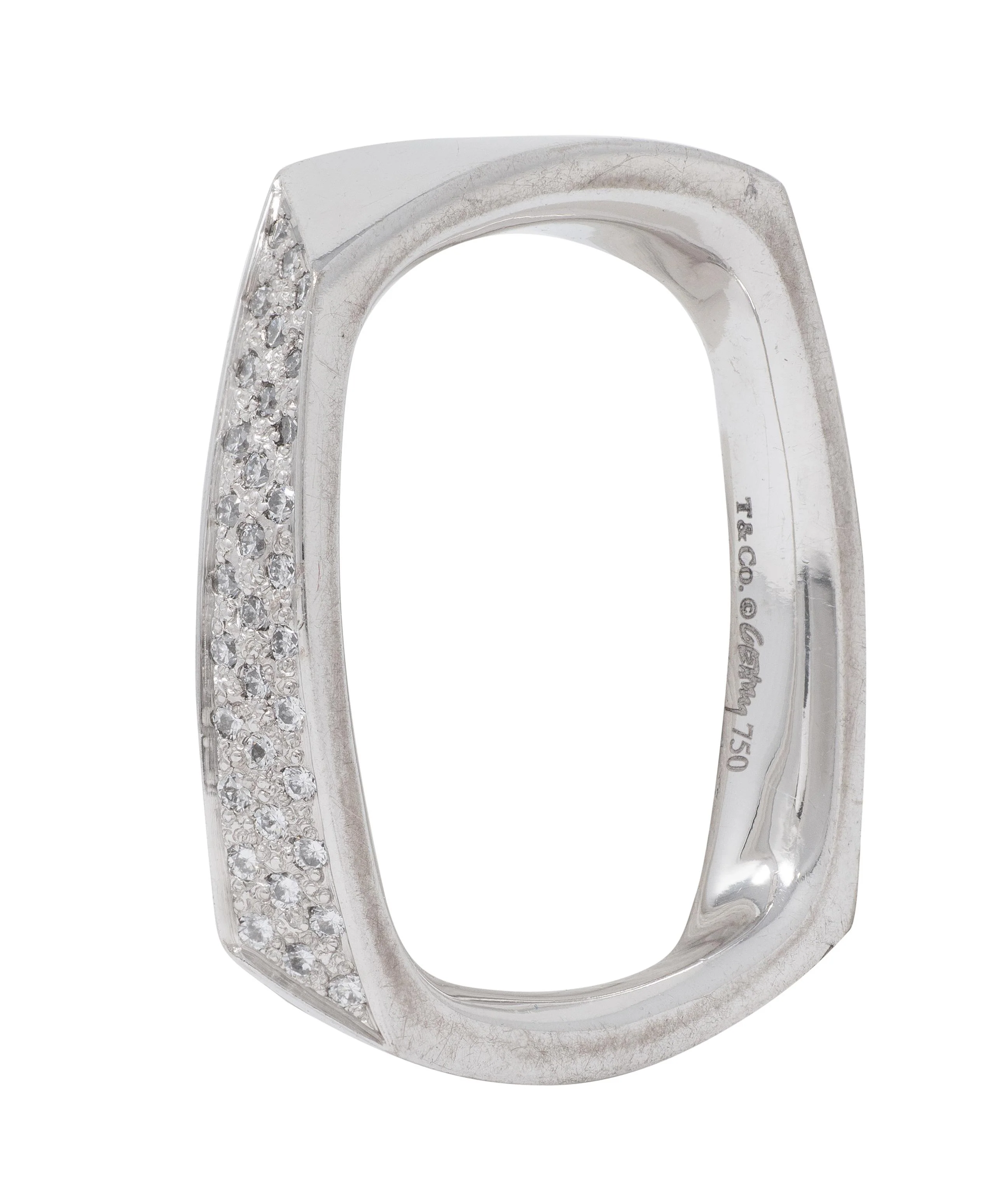 Frank Gehry Tiffany & Co. 1990's Diamond 18 Karat White Gold Square Torque Band Ring - Image 7