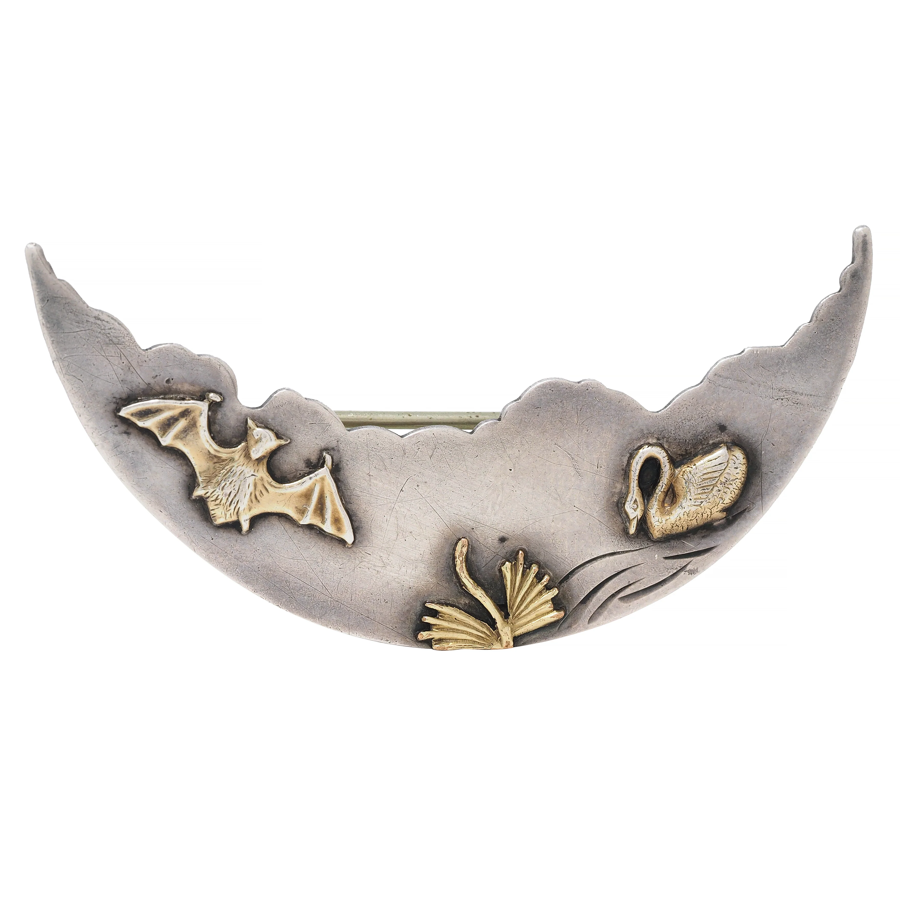 Frank M. Whiting Victorian 10 Karat Gold Sterling Silver Animal Antique Brooch
