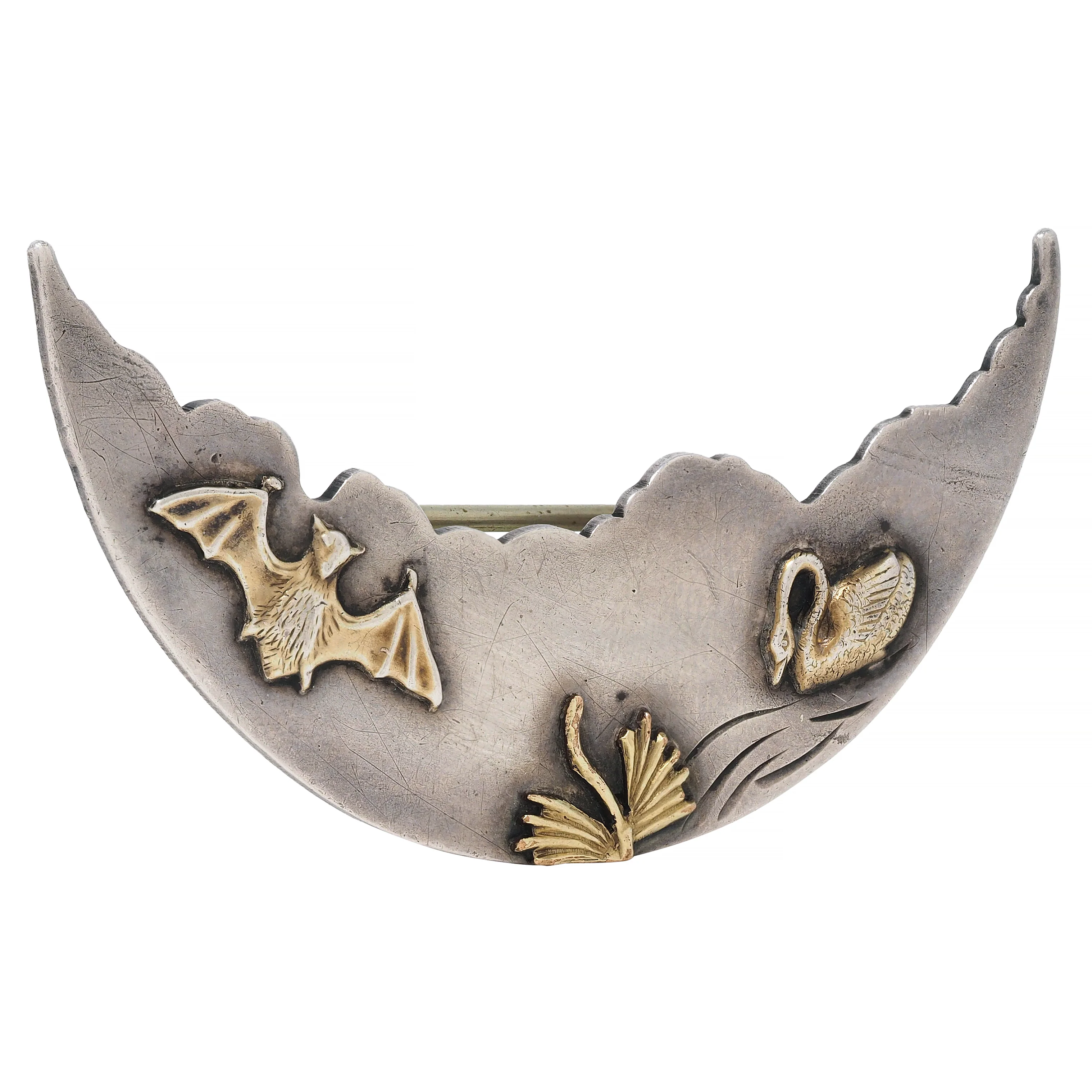 Frank M. Whiting Victorian 10 Karat Gold Sterling Silver Animal Antique Brooch - Image 2