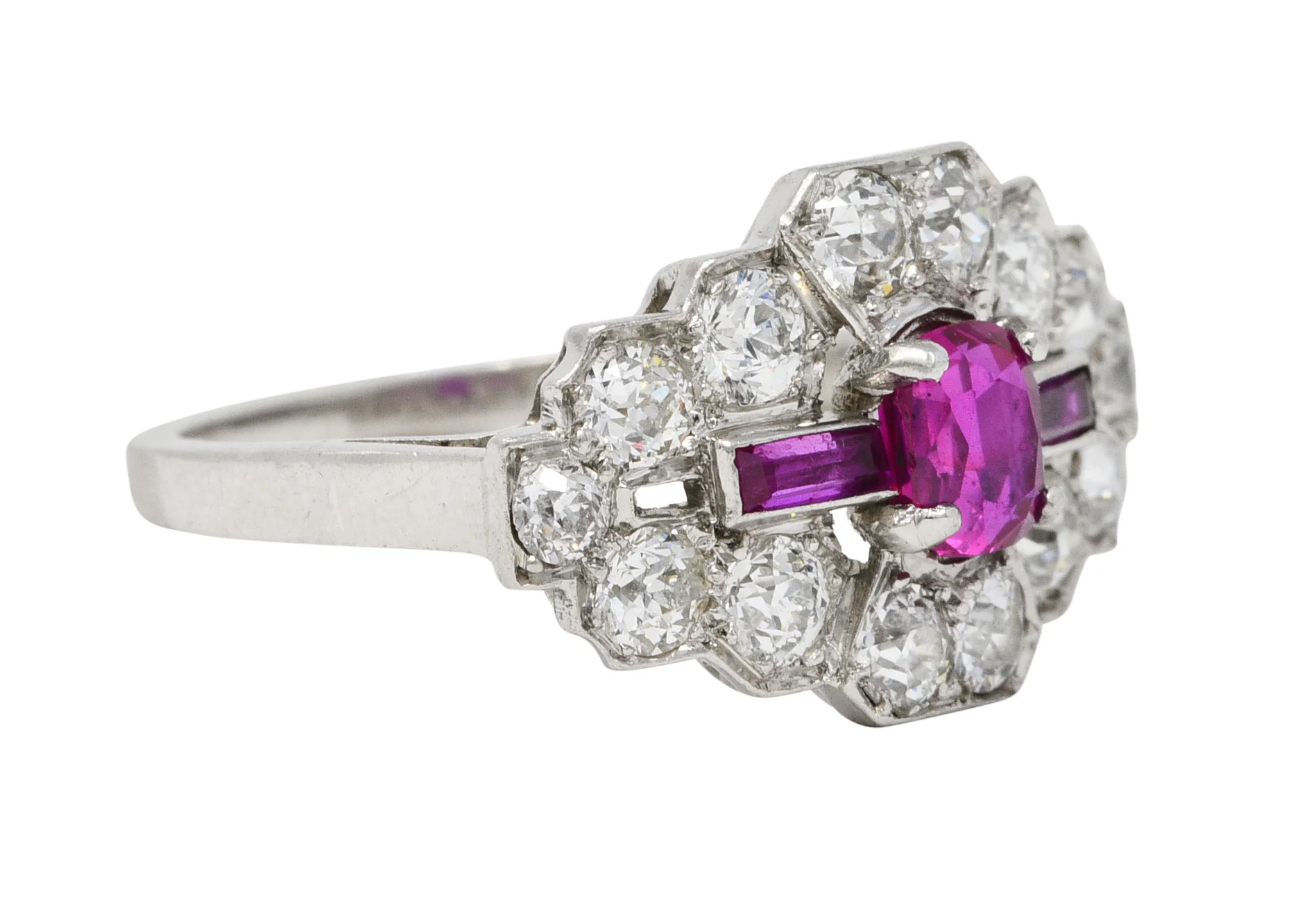 Frank Walter Lawrence Art Deco 1.97 CTW Diamond Ruby Platinum Dinner Ring - Image 2