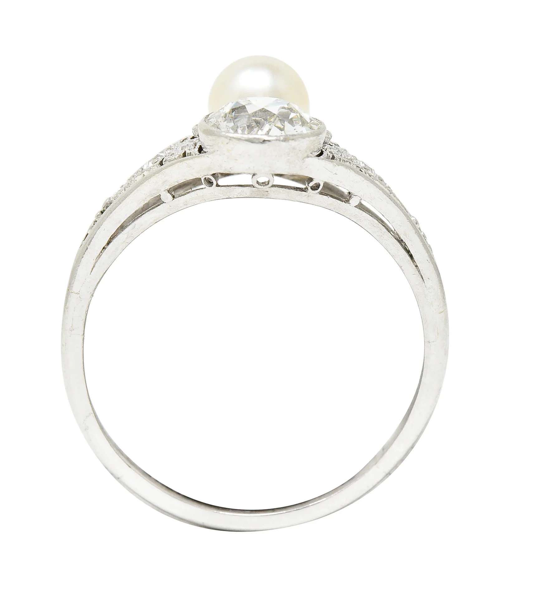 Frank Walter Lawrence Edwardian Pearl Platinum Toi Et Moi Antique Dinner Ring - Image 10