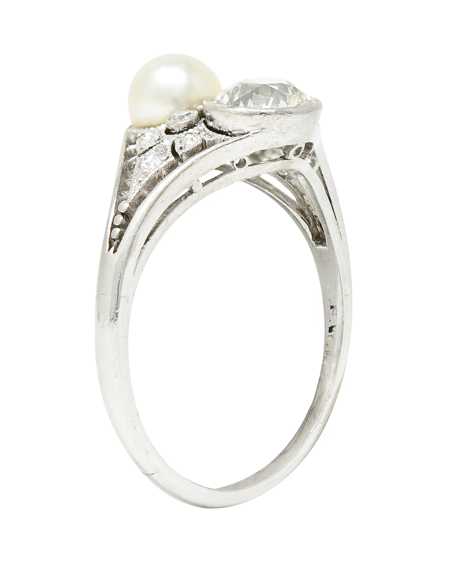 Frank Walter Lawrence Edwardian Pearl Platinum Toi Et Moi Antique Dinner Ring - Image 11