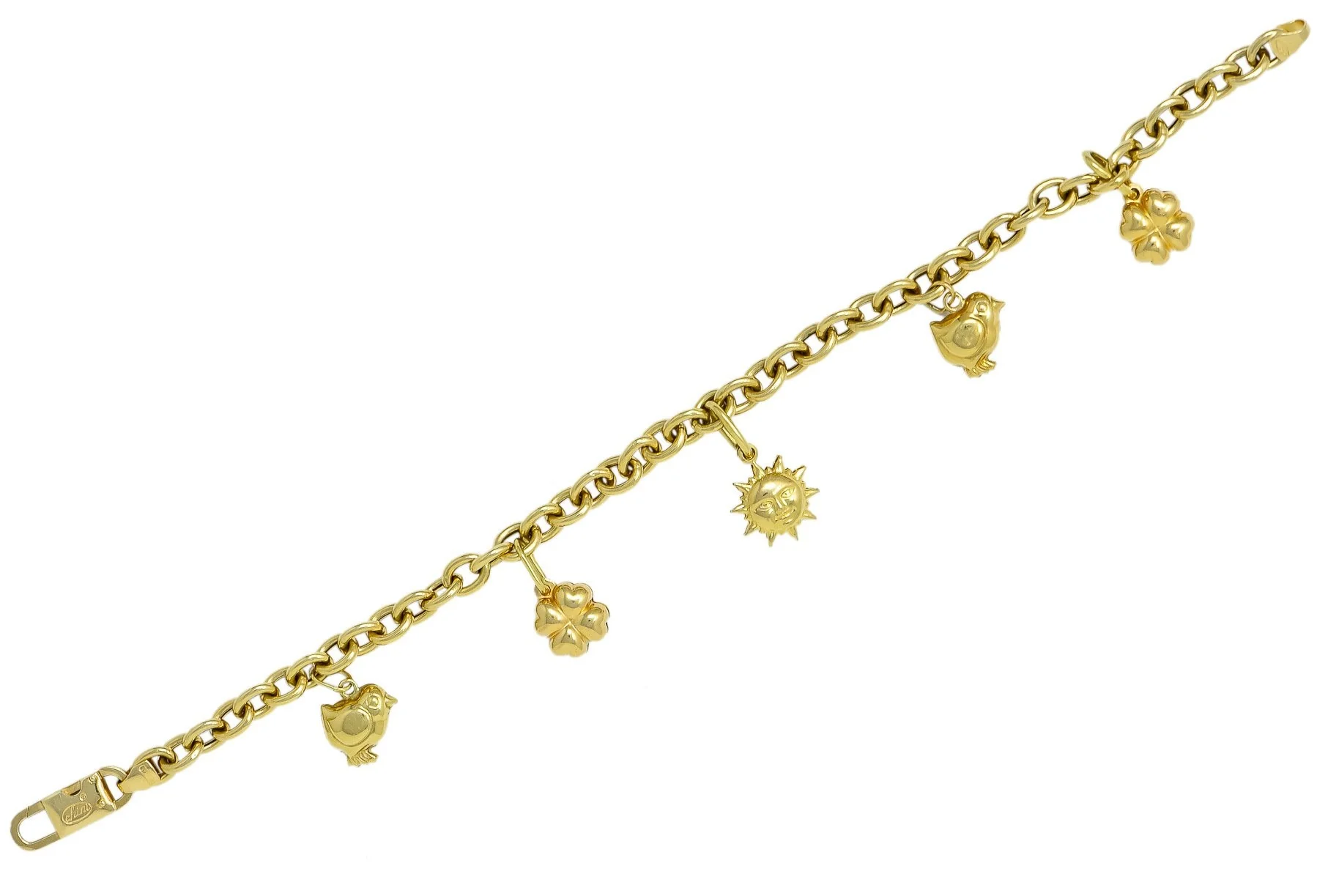 Fratelli Chini Italian Vintage 18 Karat Yellow Gold Charm Bracelet - Image 2