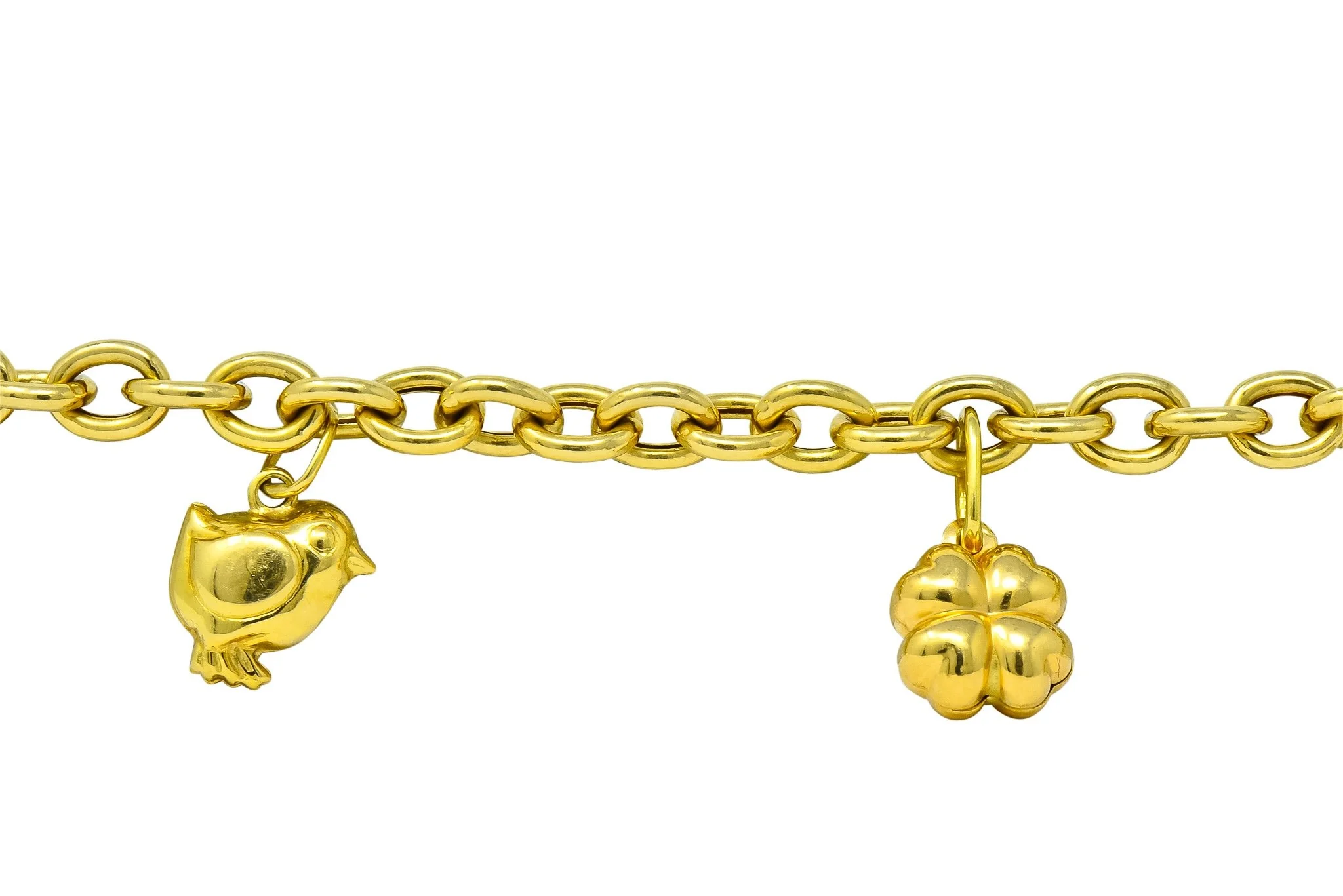 Fratelli Chini Italian Vintage 18 Karat Yellow Gold Charm Bracelet - Image 3