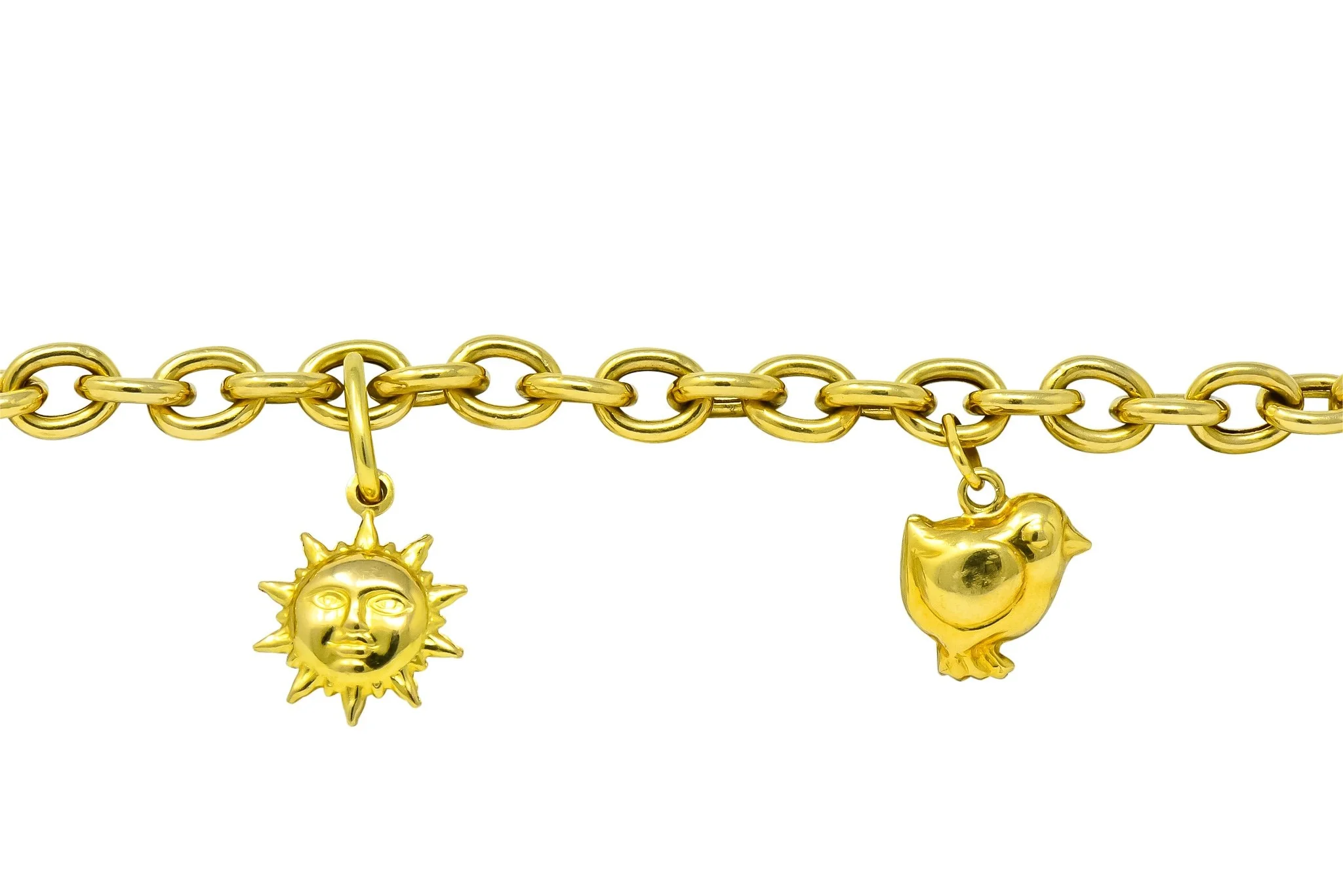 Fratelli Chini Italian Vintage 18 Karat Yellow Gold Charm Bracelet - Image 5