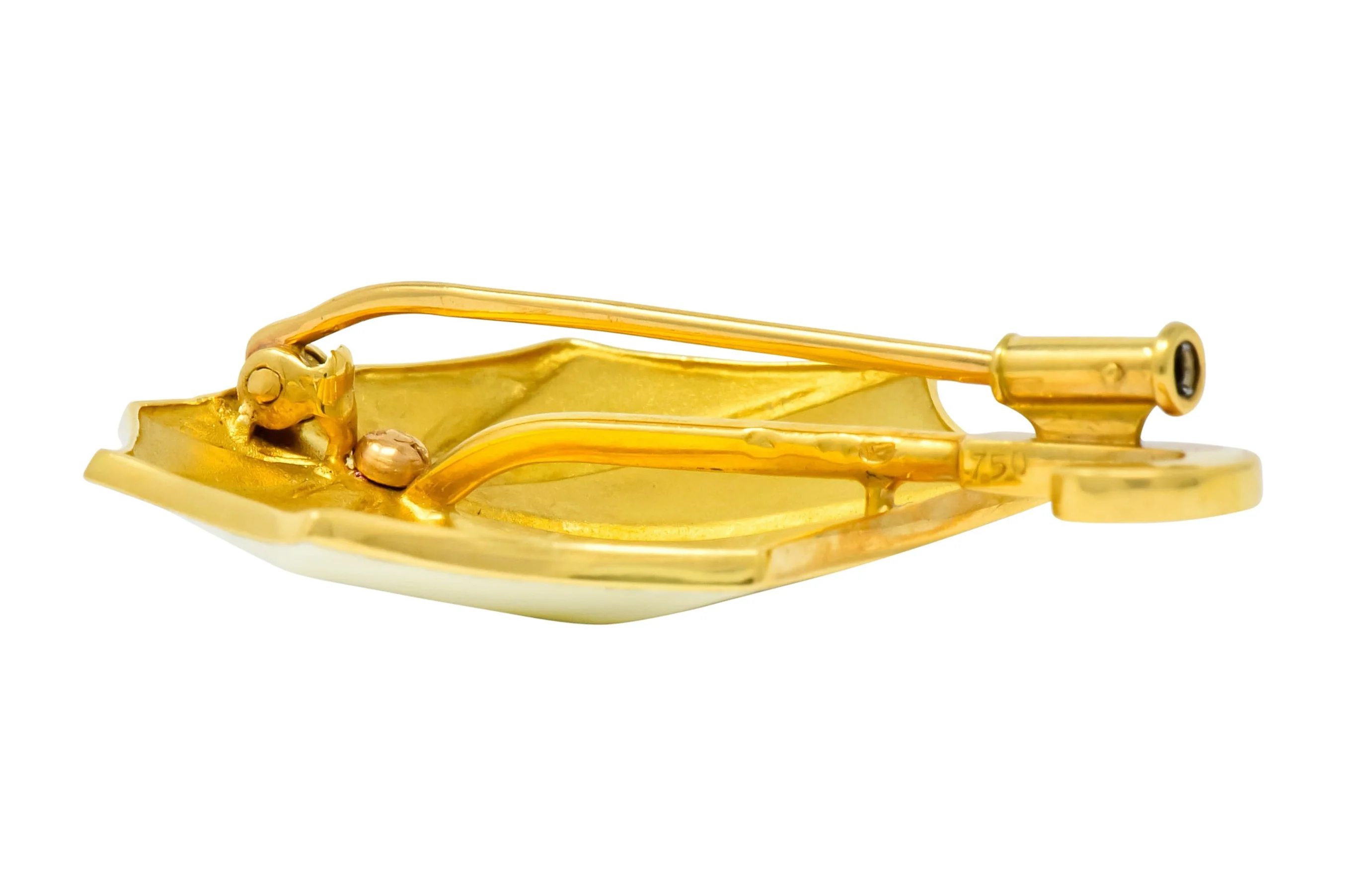 Fred Joaillier French Retro Sapphire 18 Karat Gold Enamel Umbrella Brooch - Image 8