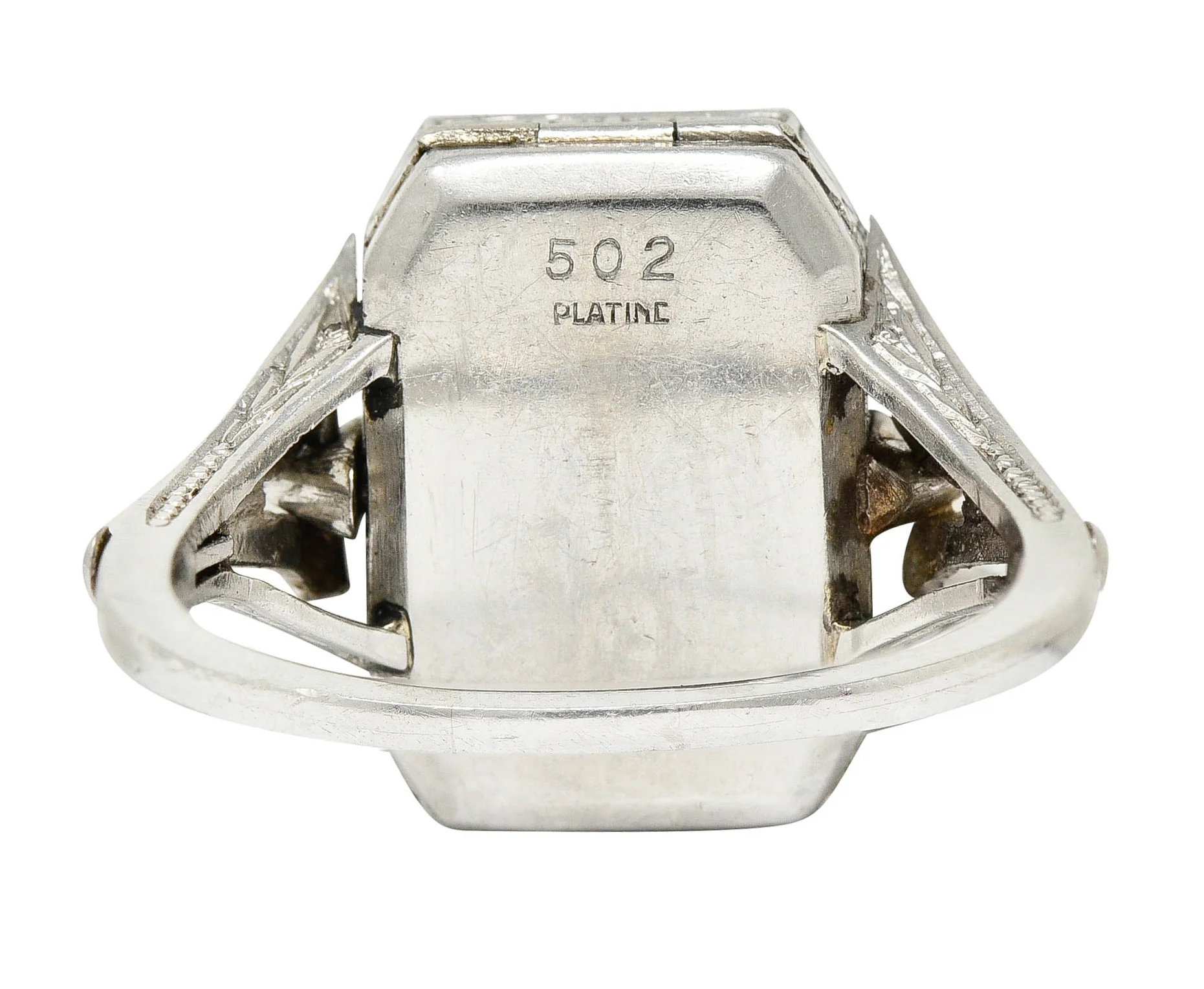 French 1930's Art Deco Diamond Platinum Watch Ring - Image 5