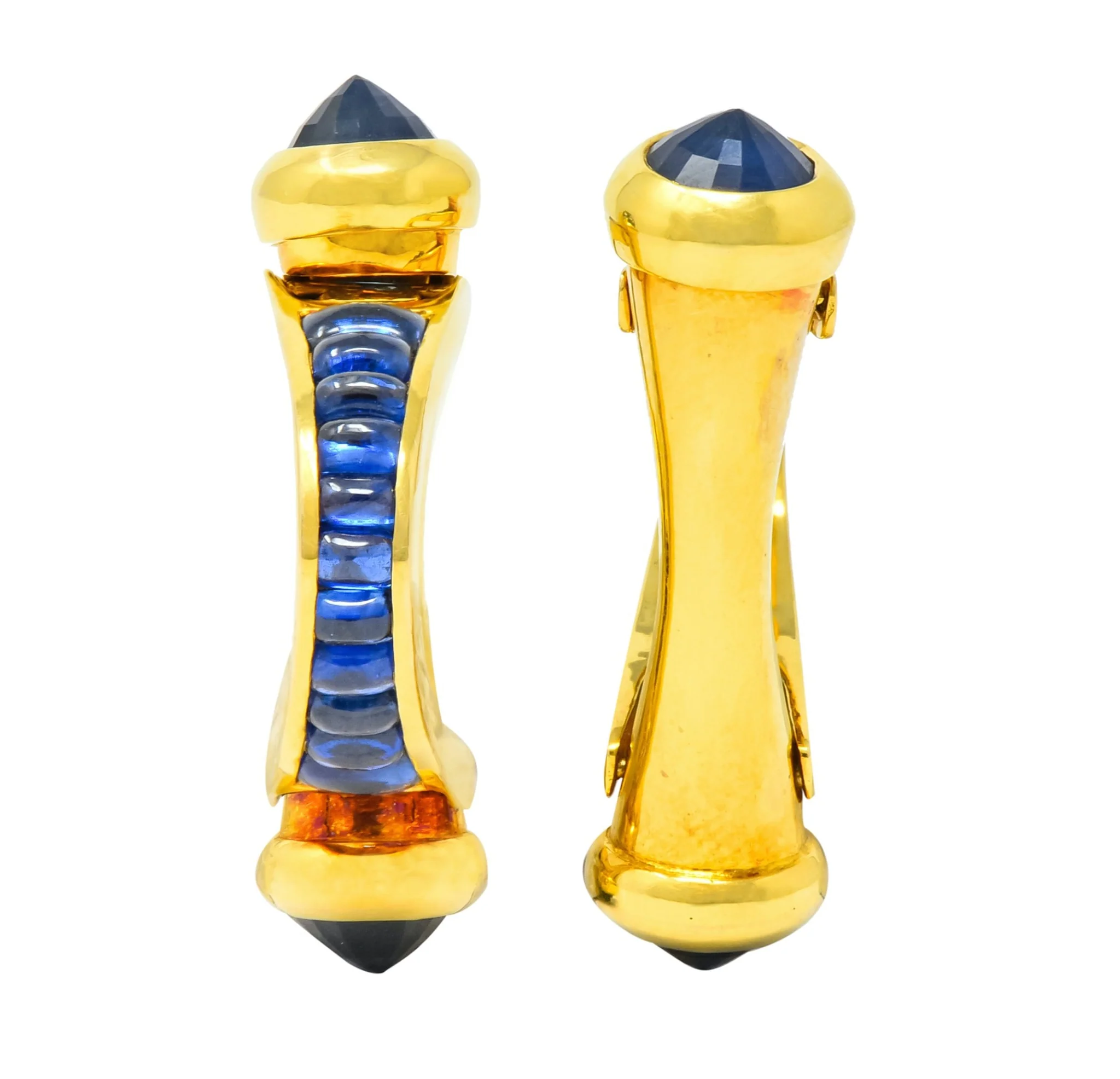 French 5.00 CTW Sapphire 18 Karat Gold French Men's Cufflinks - Image 6