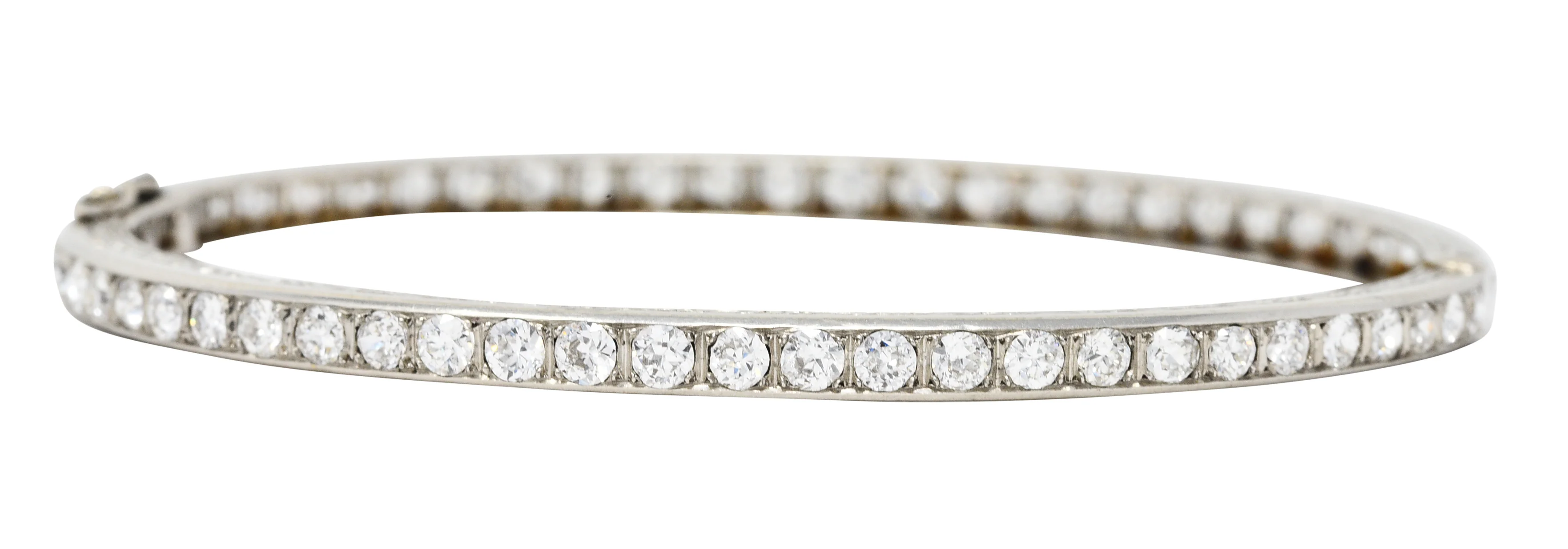 French Art Deco Diamond Platinum Bangle Bracelet - Image 4