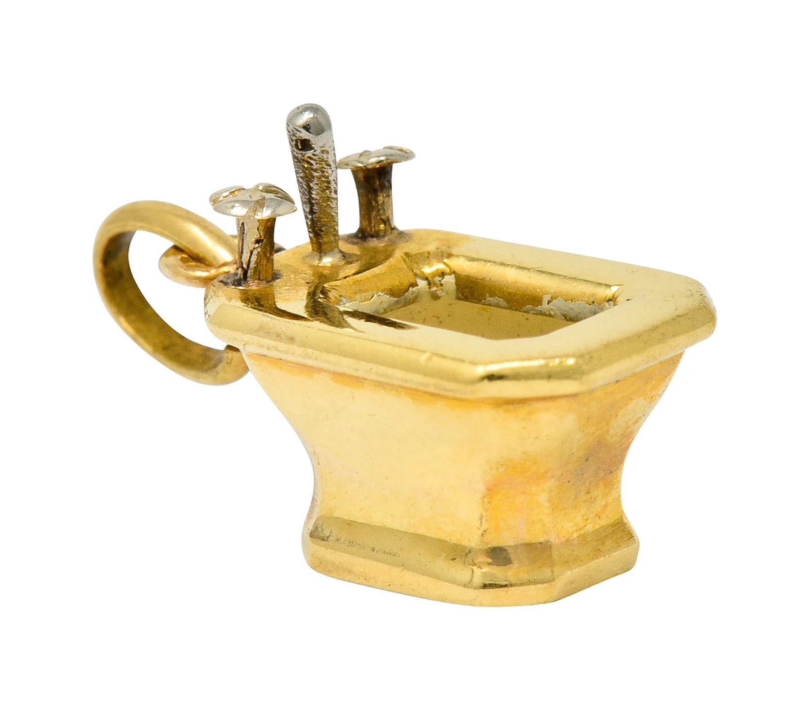 French Art Deco Enamel 18 Karat Gold Powder Room Bidet Charm - Image 3