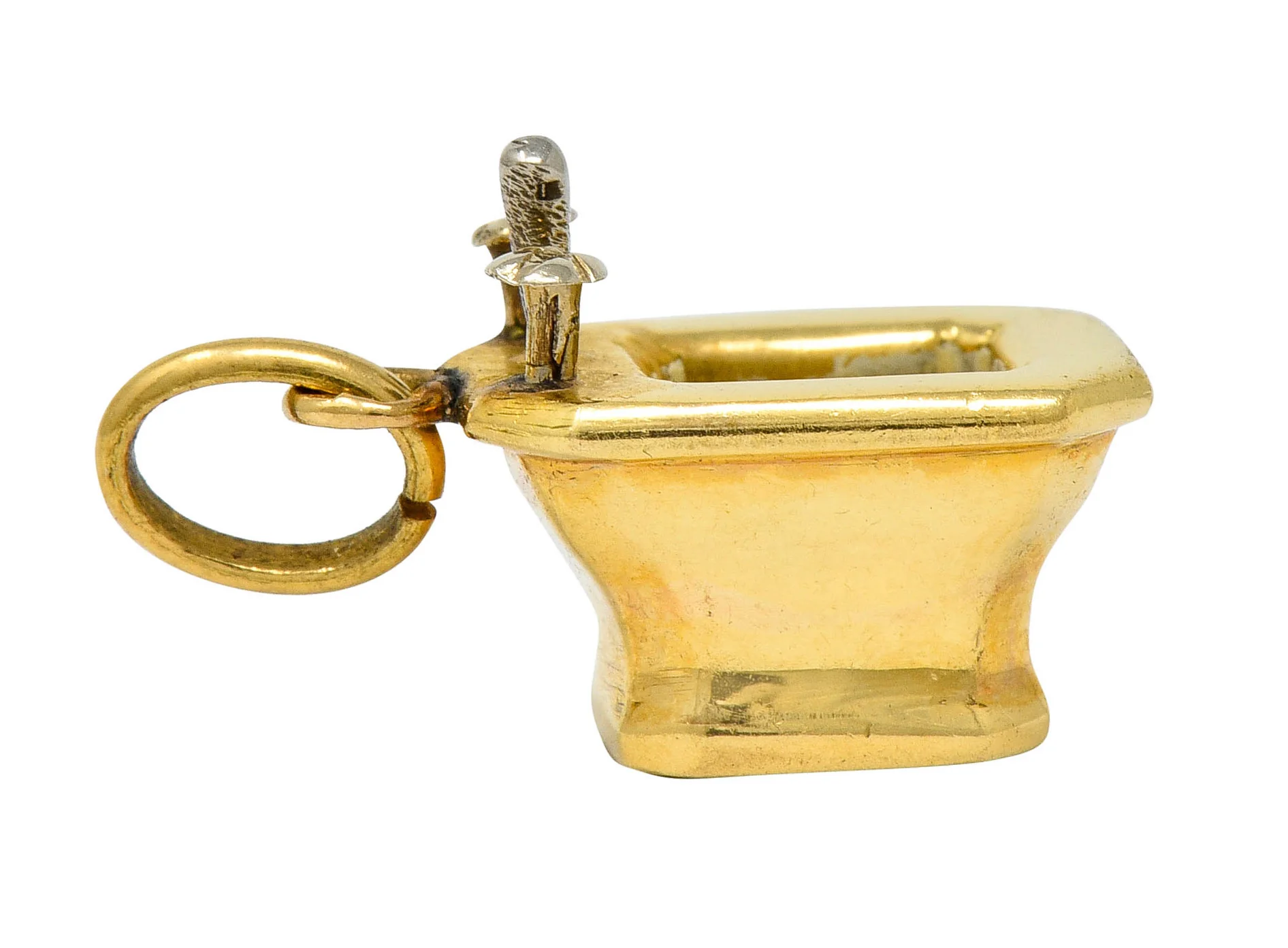 French Art Deco Enamel 18 Karat Gold Powder Room Bidet Charm - Image 5