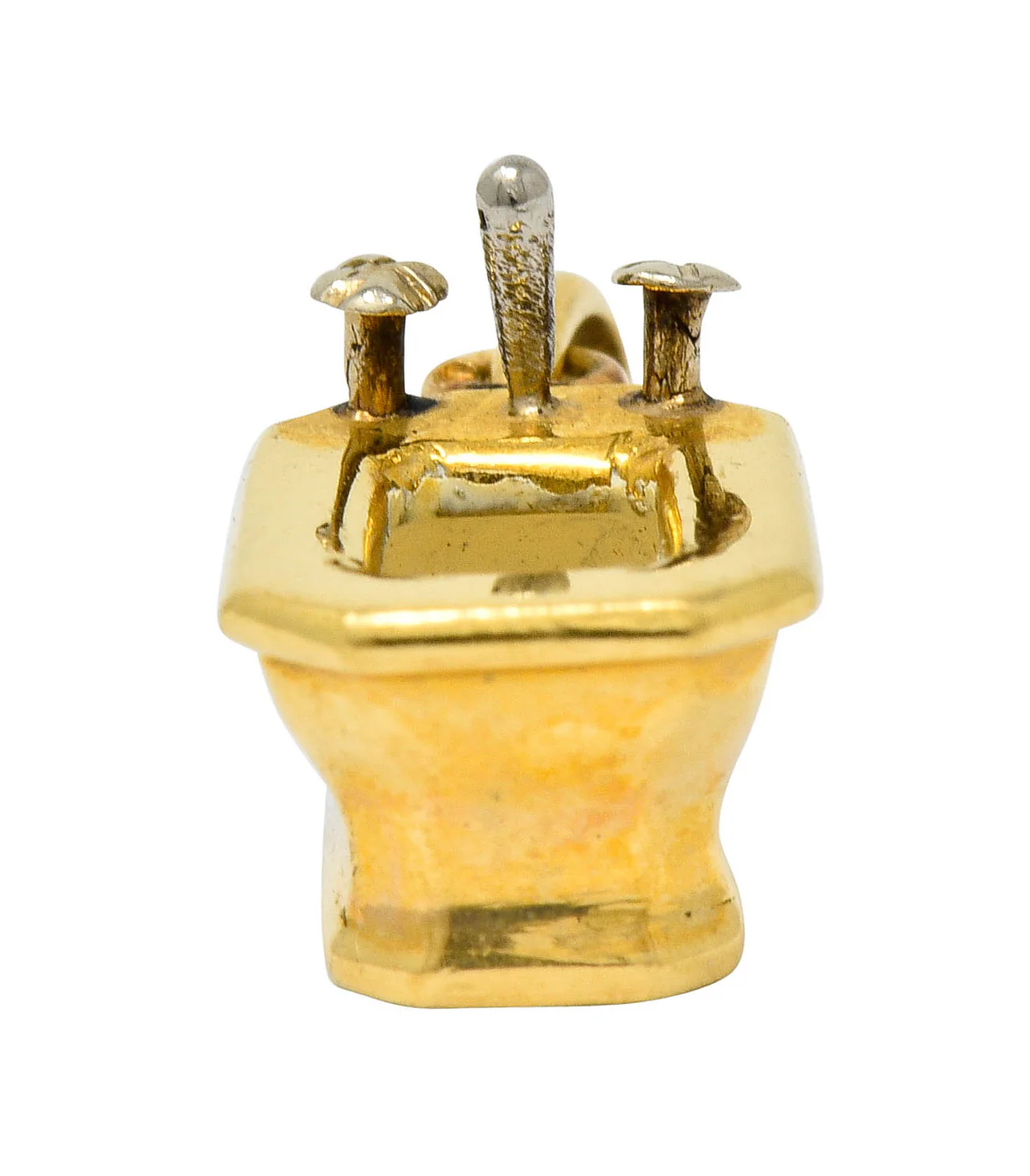 French Art Deco Enamel 18 Karat Gold Powder Room Bidet Charm - Image 6