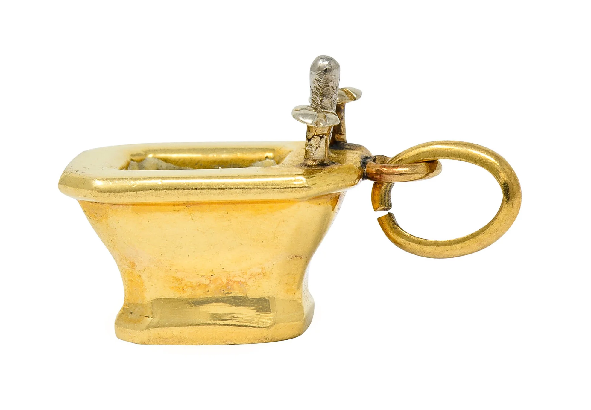French Art Deco Enamel 18 Karat Gold Powder Room Bidet Charm - Image 7