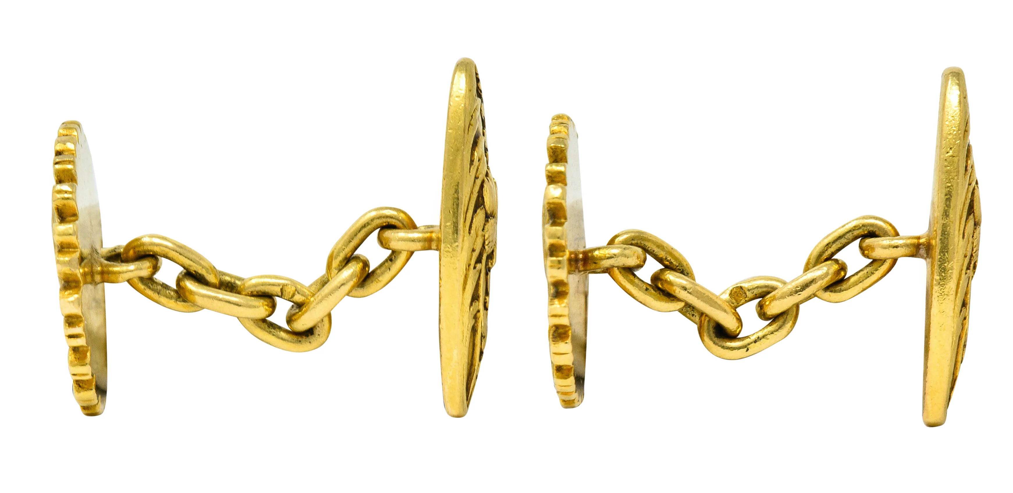 French Art Nouveau 18 Karat Gold Daisy Girl Cufflinks - Image 5