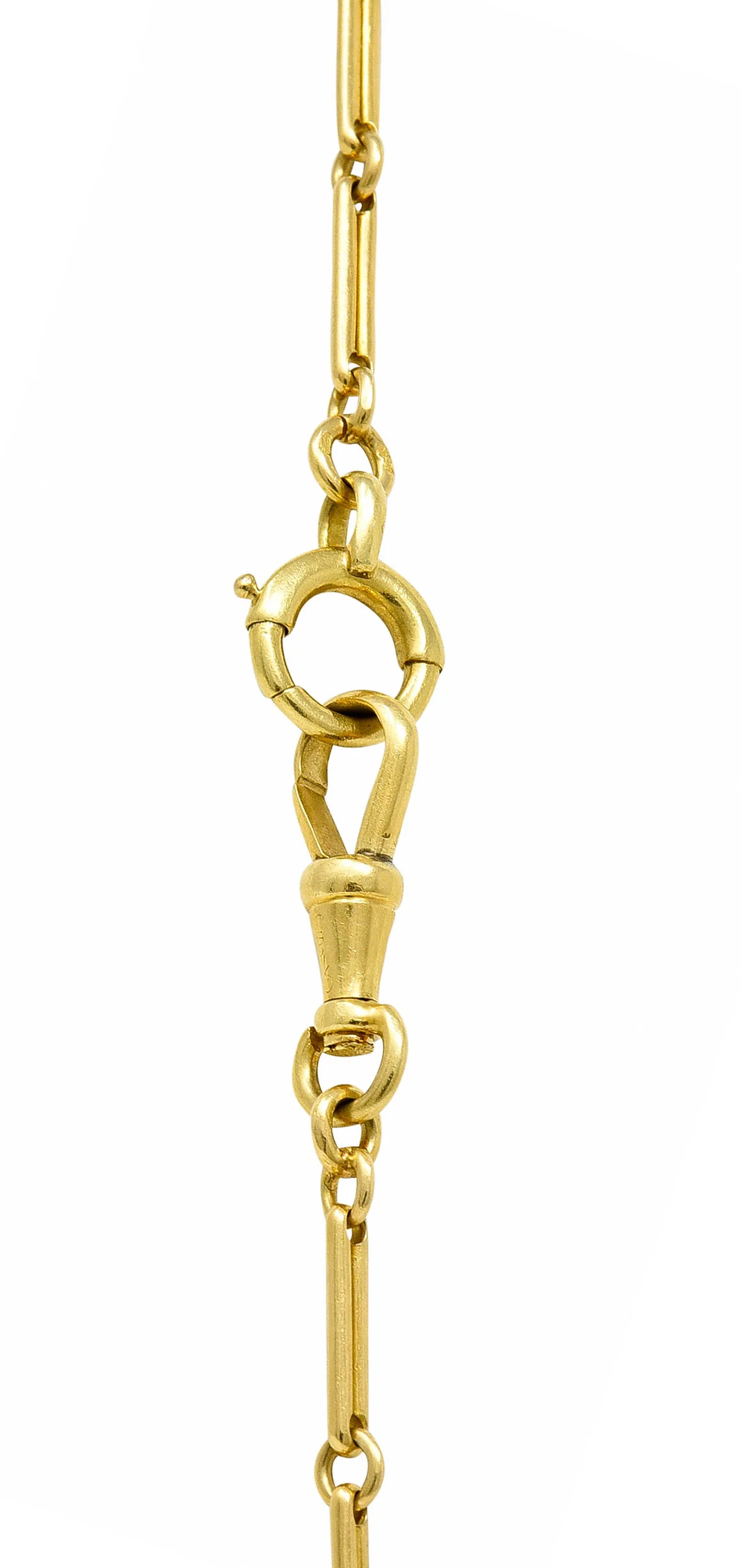 French Art Nouveau 18 Karat Gold Four Leaf Clover Foliate Link Necklace - Image 8