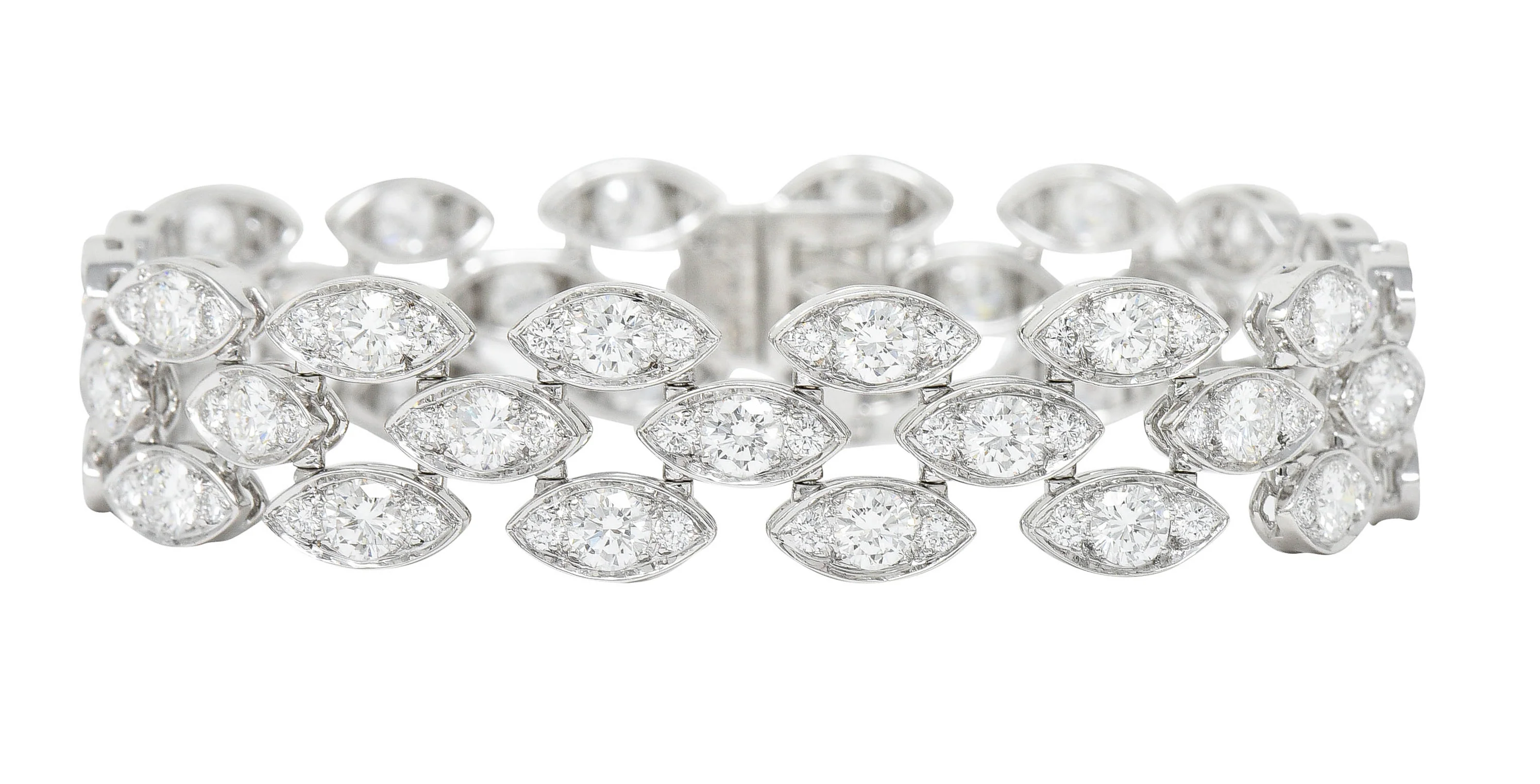French Cartier 11.04 CTW Diamond 18 Karat White Gold Pluie De Cartier Bracelet - Image 3
