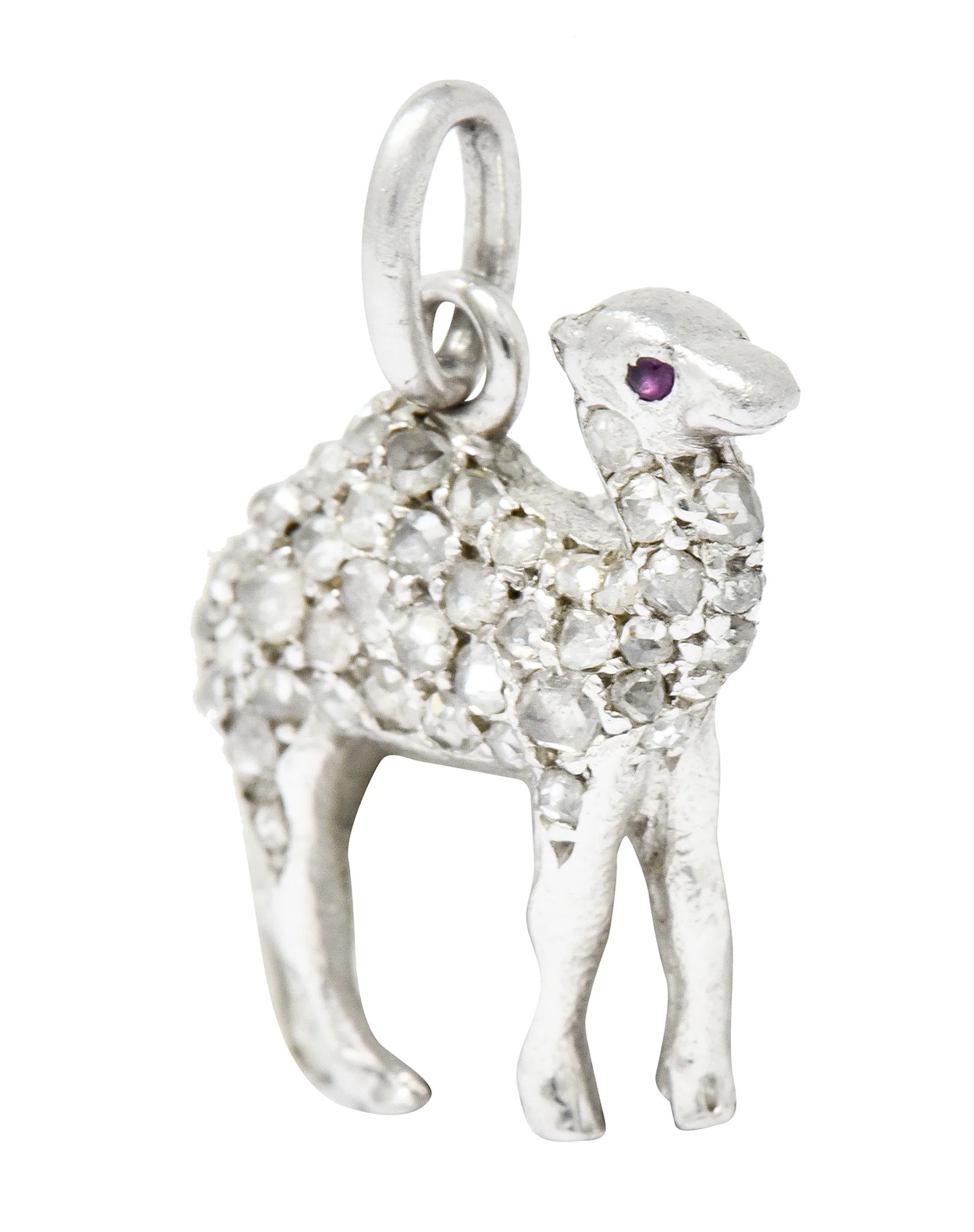 French Cartier Edwardian Rose Cut Diamond Platinum Camel Charm - Image 3