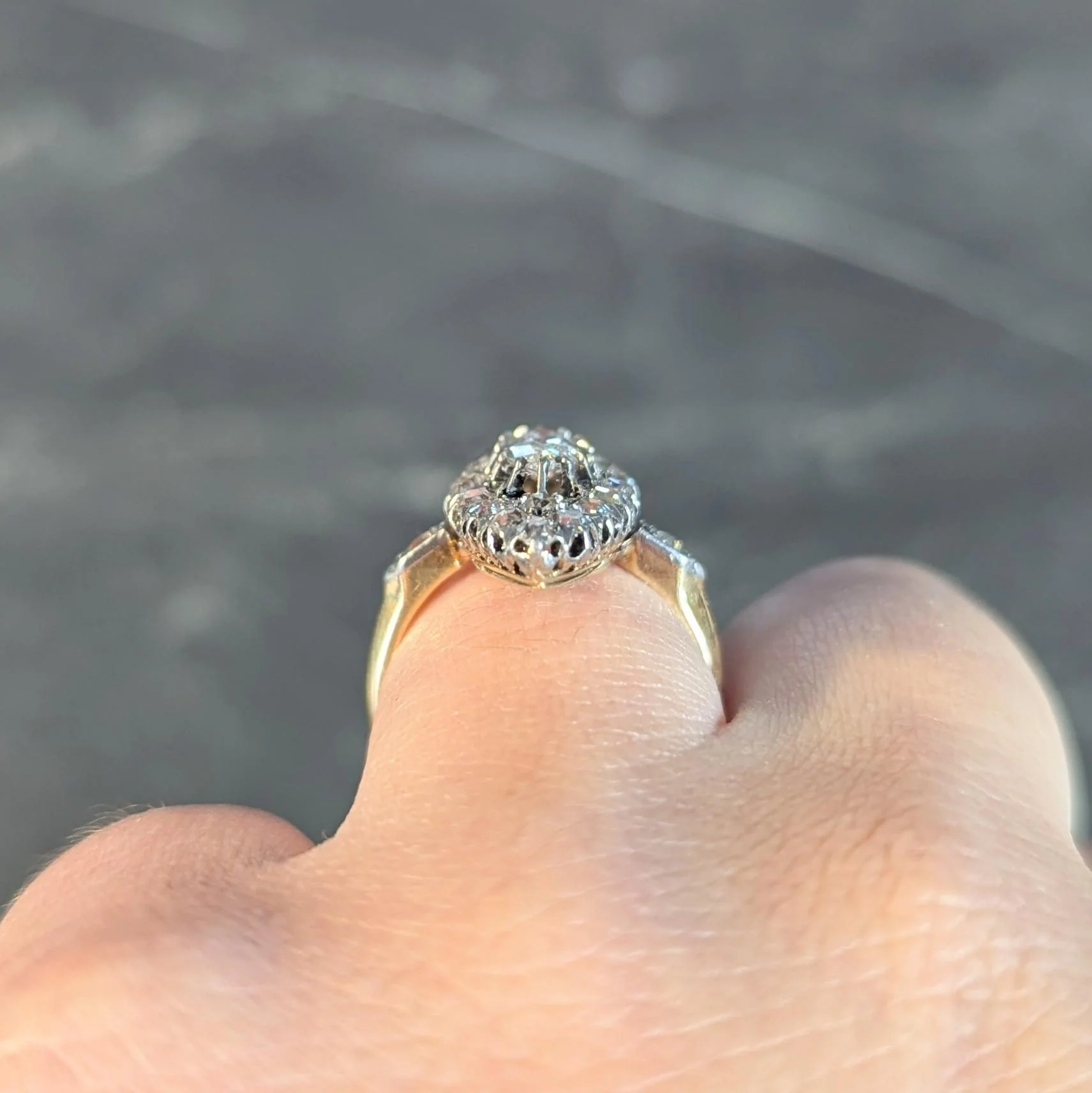 French Edwardian 1.84 CTW Diamond Platinum 18 Karat Gold Antique Navette Ring GIA - Image 12