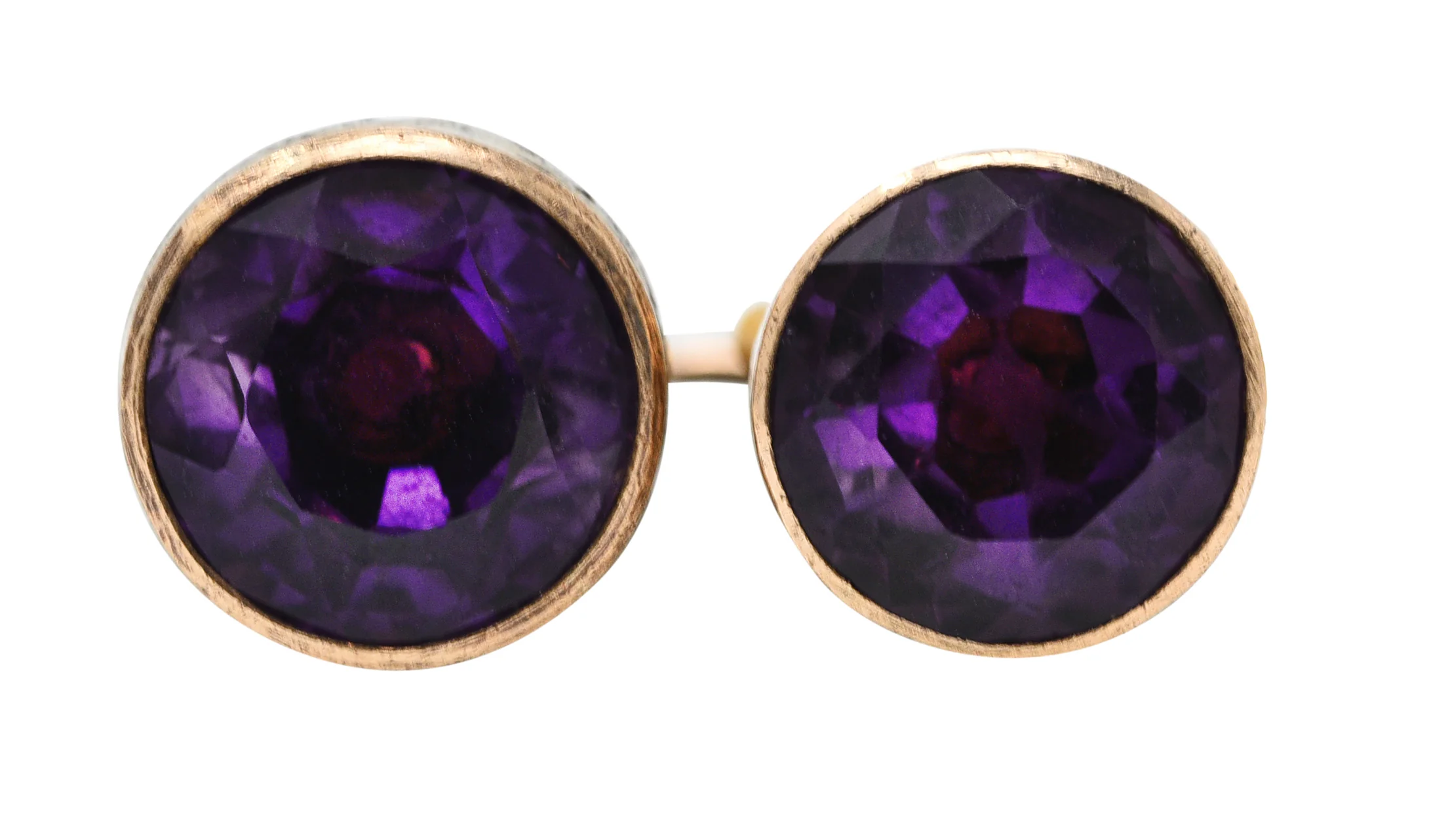 French Georgian Amethyst Diamond Silver-Topped 18 Karat Yellow Gold Slide Lariat Antique Chain Bracelet - Image 4