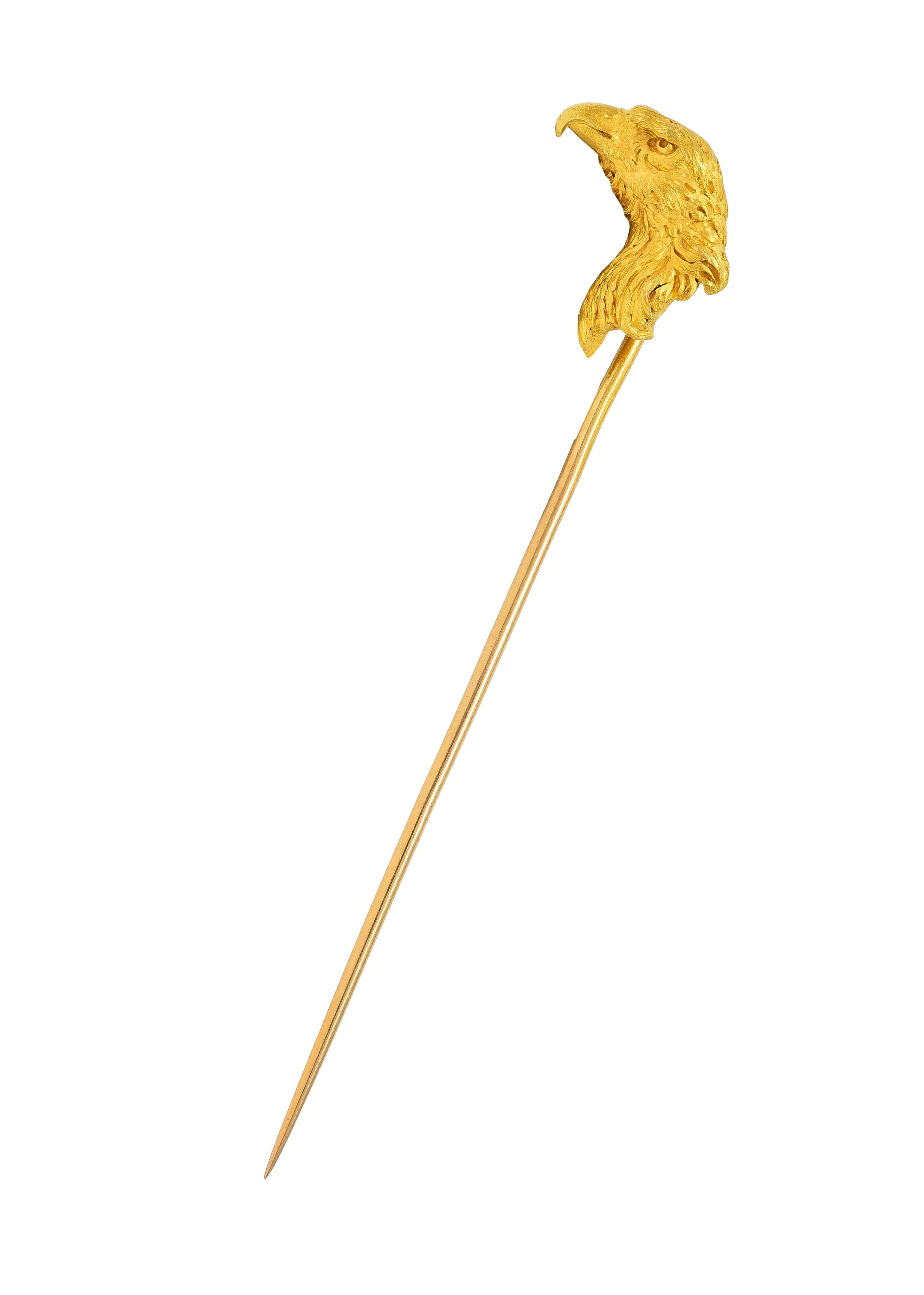 French Late Victorian 18 Karat Yellow Antique Gold Eagle Bird Stickpin - Image 2