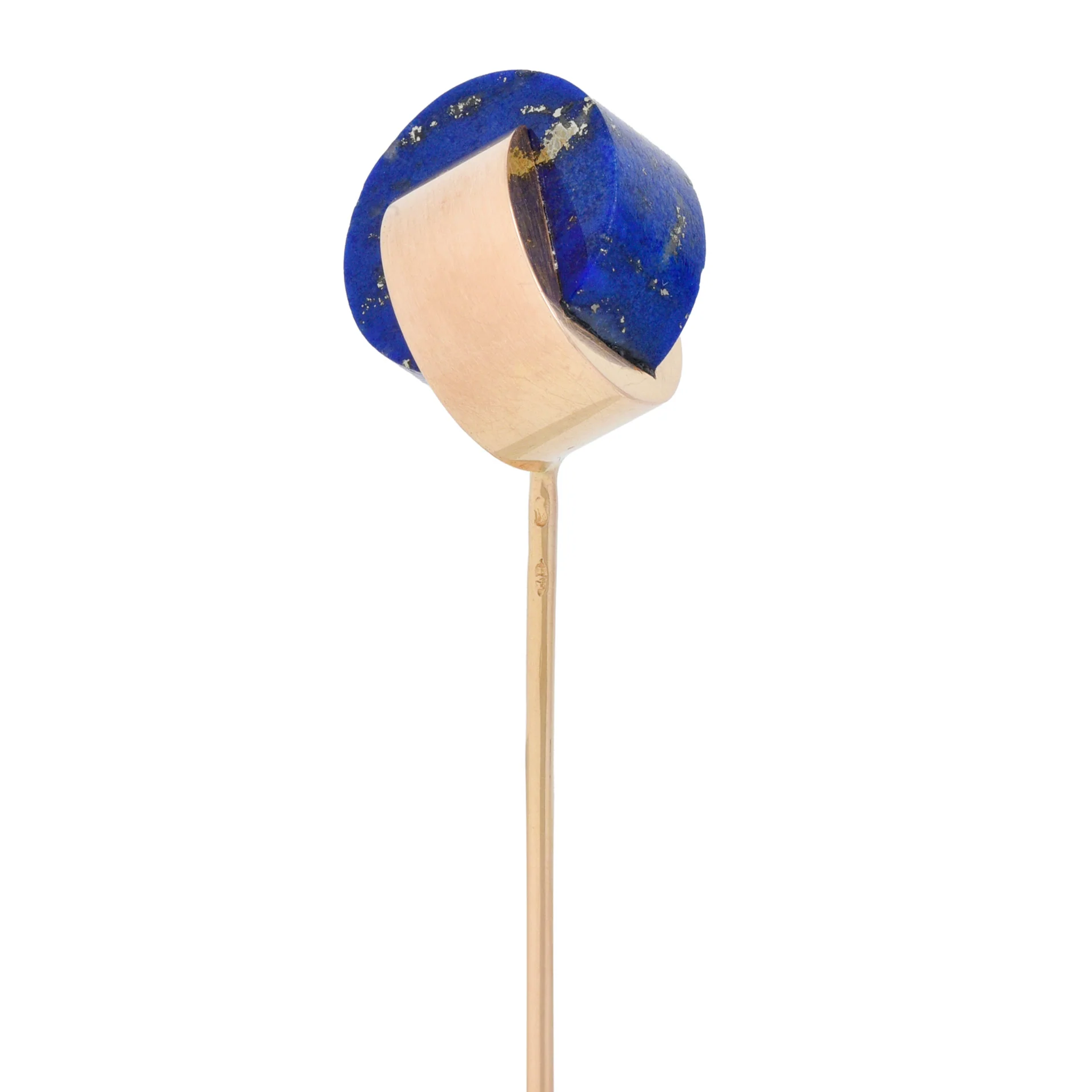 French Modernist Lapis Lazuli 18 Karat Yellow Gold Vintage Stickpin - Image 8