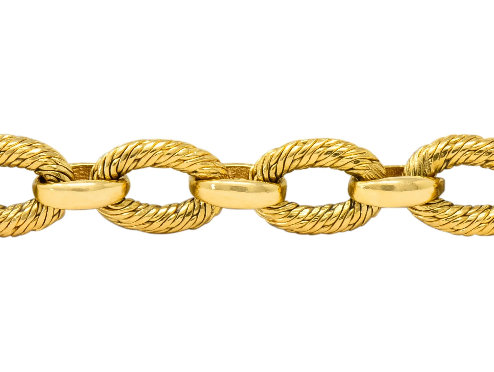 French Tiffany & Co. 18 Karat Yellow Gold Textured Link Bracelet - Image 2