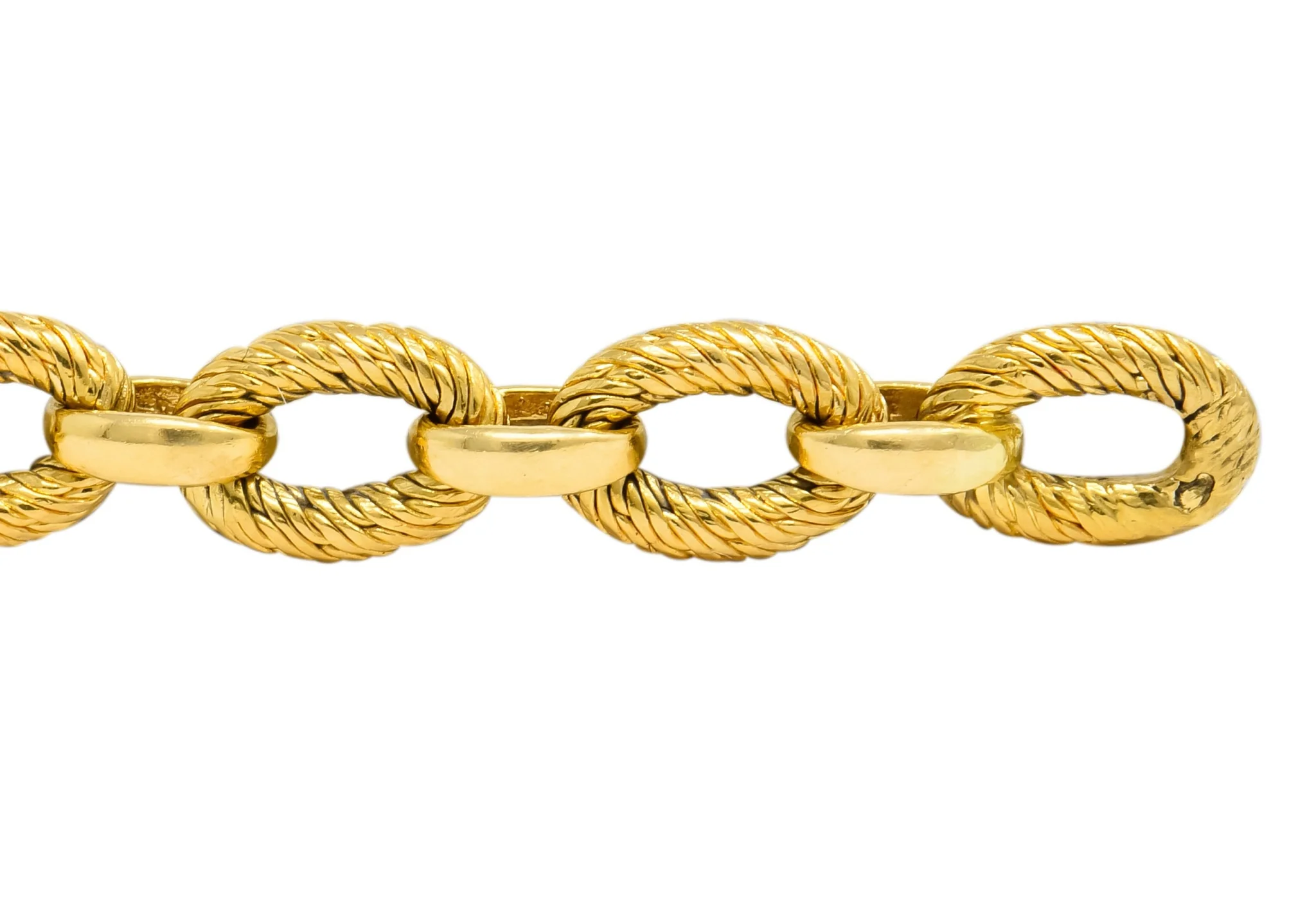 French Tiffany & Co. 18 Karat Yellow Gold Textured Link Bracelet - Image 4