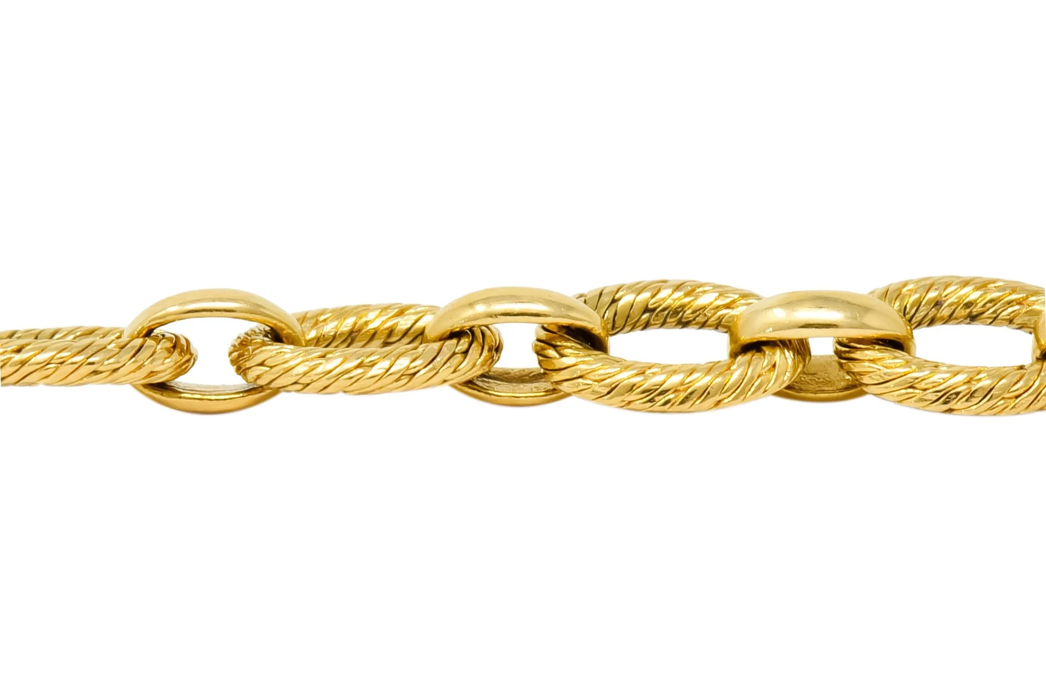 French Tiffany & Co. 18 Karat Yellow Gold Textured Link Bracelet - Image 7