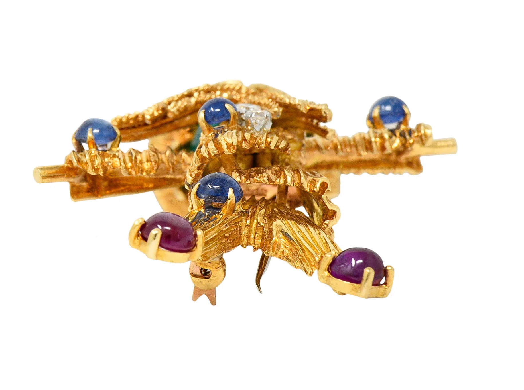 French Van Cleef & Arpels Ruby Sapphire Diamond Chrysoprase 18 Karat Gold Scarecrow Brooch 1965 - Image 10