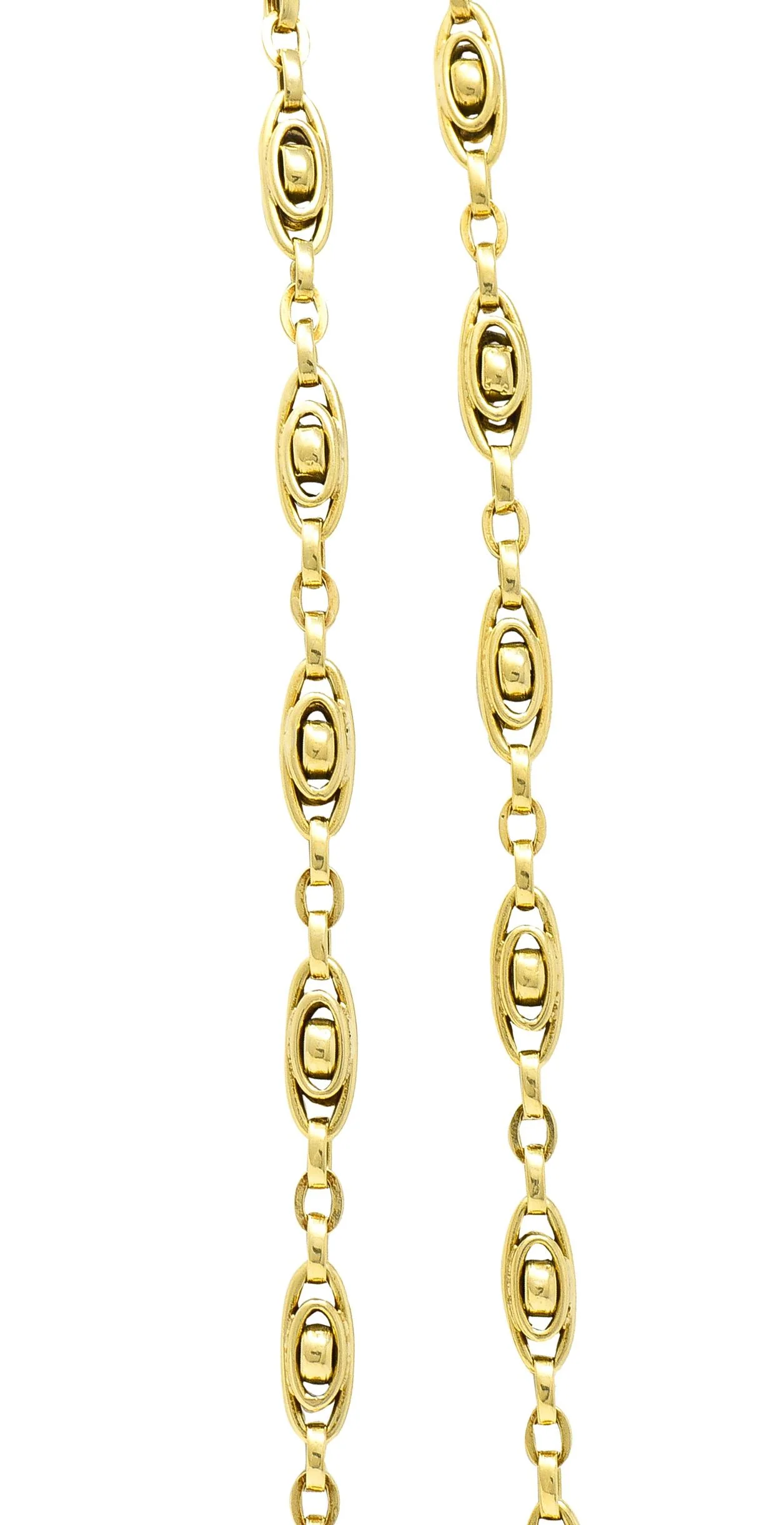 French Victorian 18 Karat Yellow Gold 58 1/2 Inch Long Oval Link Antique Chain Necklace - Image 6