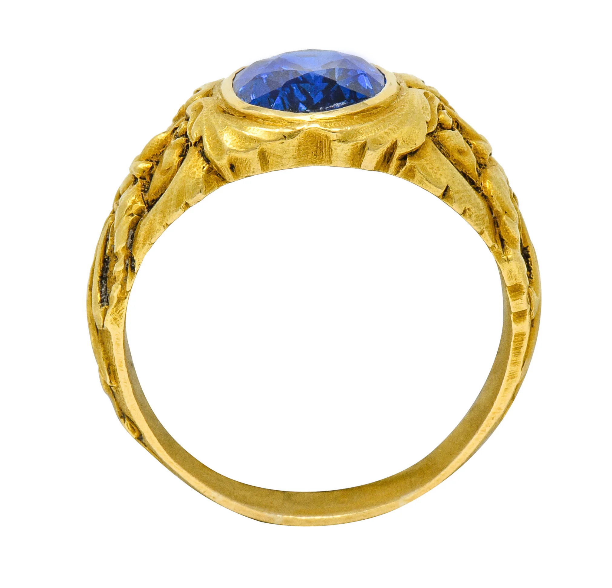 French Victorian 3.00 CTW No Heat Burma Sapphire 18 Karat Gold Anemoi God Of Wind Ring GIA - Image 10
