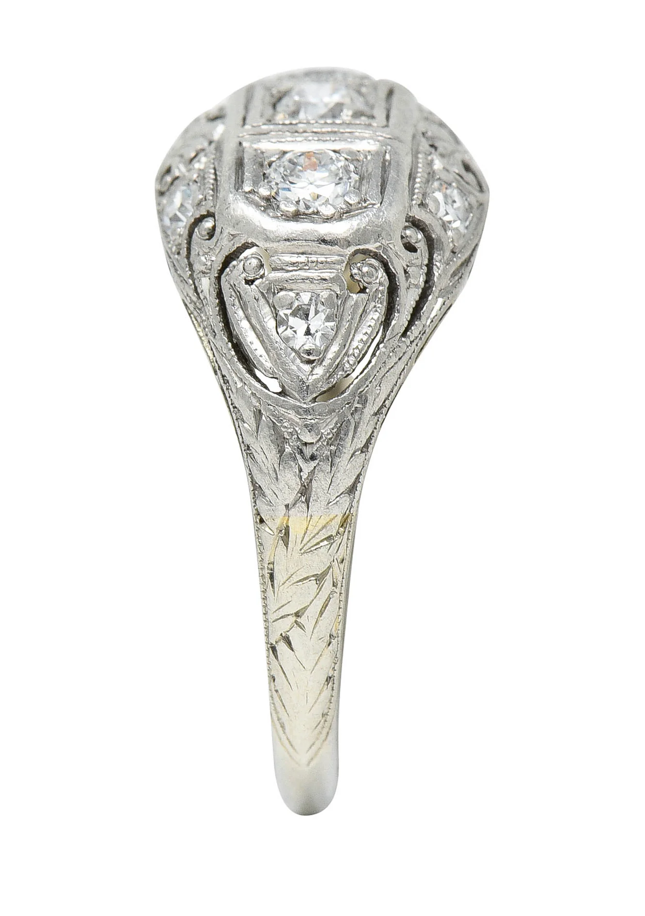 Fulmer & Co. 0.50 CTW Diamond 19 Karat White Gold Palm Leaf Bombe Band Ring - Image 10