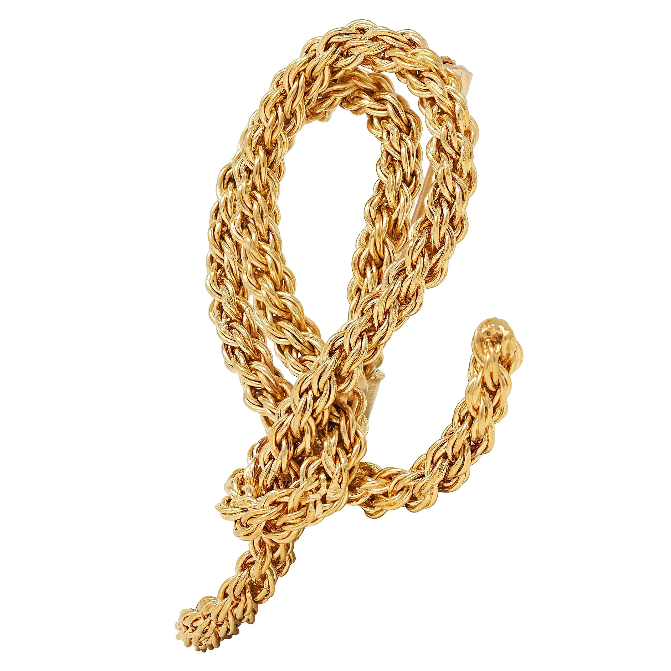 Gay Frères French 1960's 18 Karat Yellow Gold Vintage Knotted Rope Brooch - Image 5