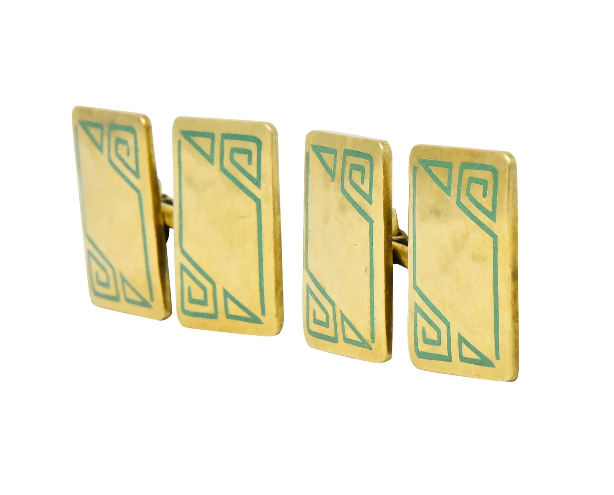 Geoffroy & Co. Art Deco Enamel 14 Karat Gold Men's Cufflinks - Image 2