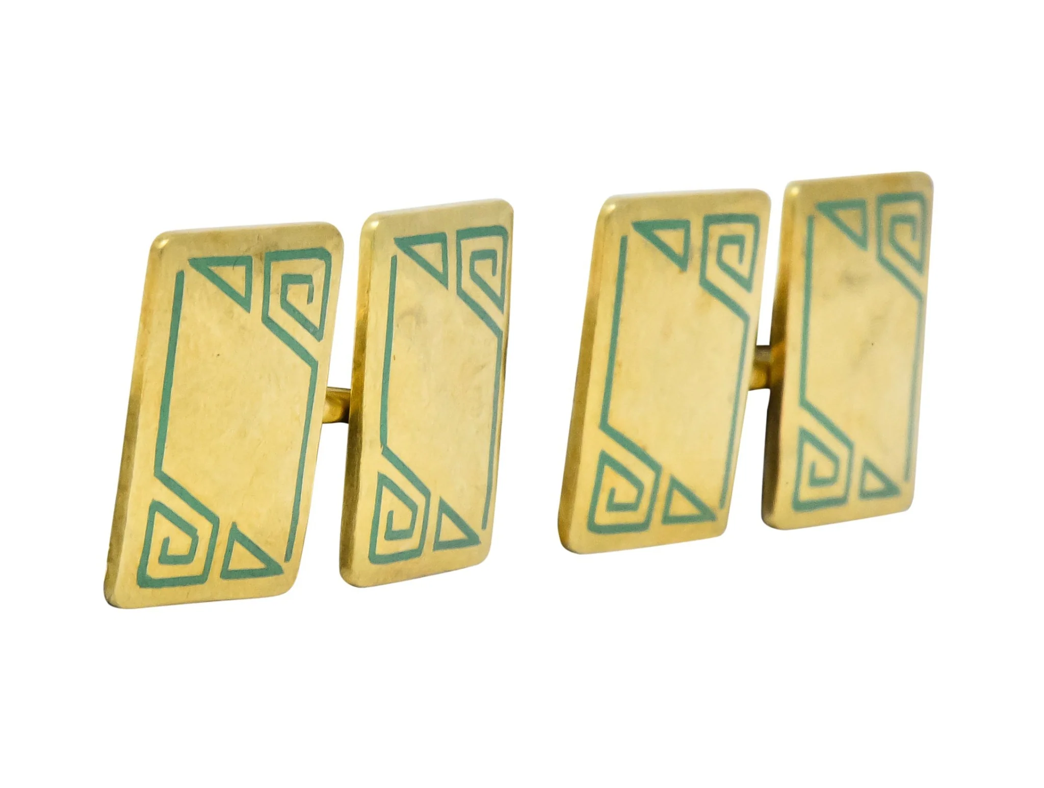 Geoffroy & Co. Art Deco Enamel 14 Karat Gold Men's Cufflinks - Image 3