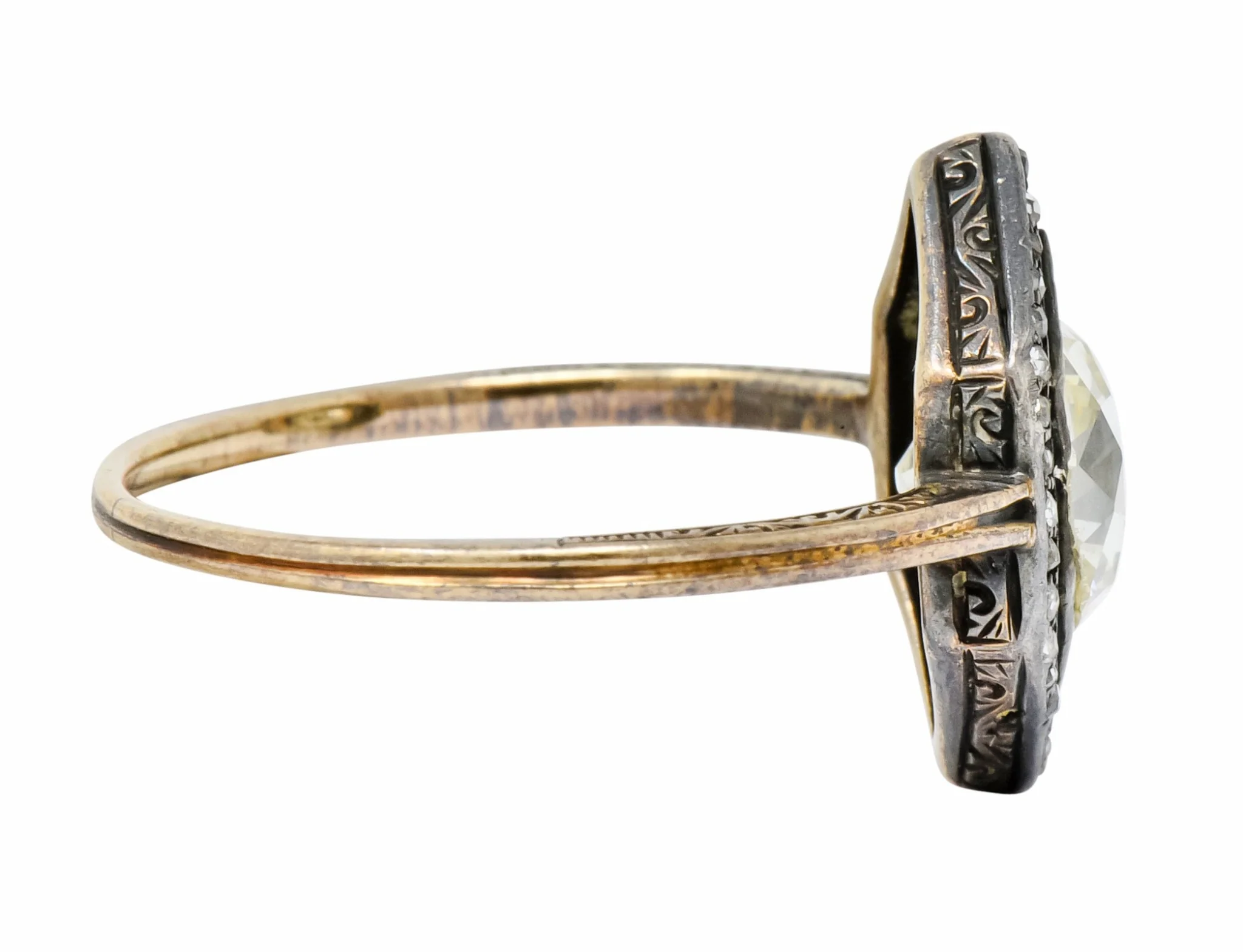 Georgian 2.00 CTW Diamond Silver-Topped 14 Karat Gold Engagement Ring Circa 1800's - Image 3