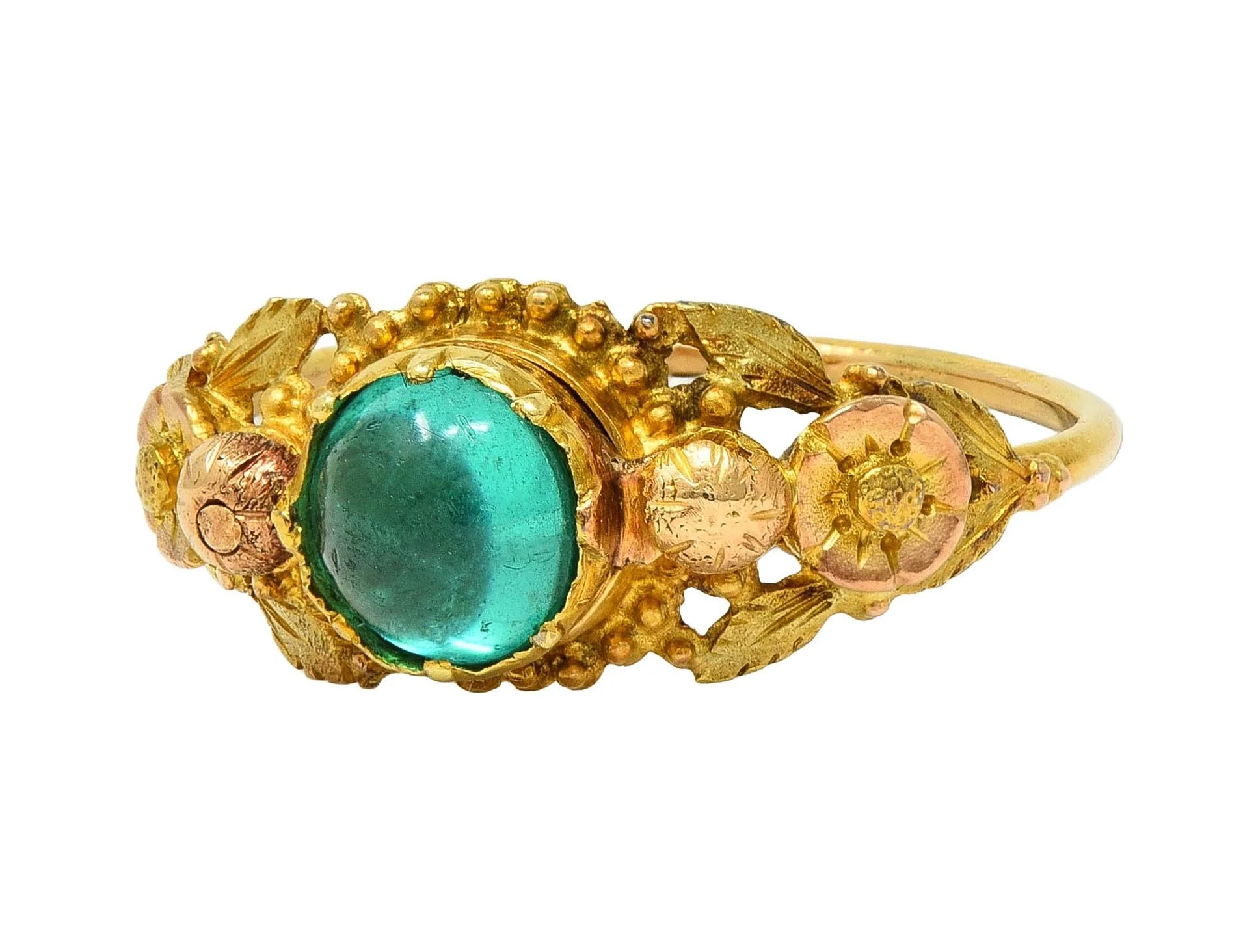 Georgian Emerald 22 Karat Two-Tone Gold Antique Napoleon Bonaparte Death Token Loyalty Swivel Ring - Image 11