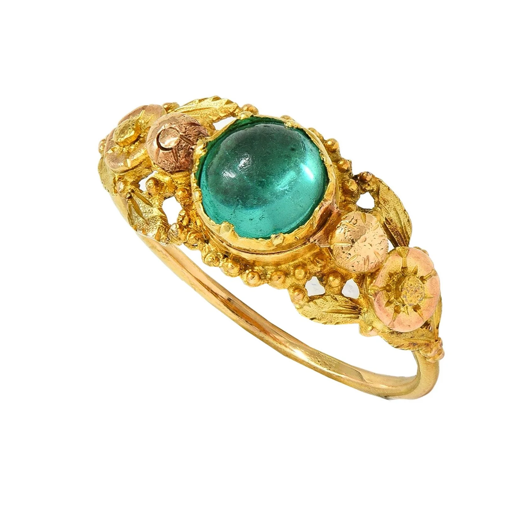 Georgian Emerald 22 Karat Two-Tone Gold Antique Napoleon Bonaparte Death Token Loyalty Swivel Ring - Image 15