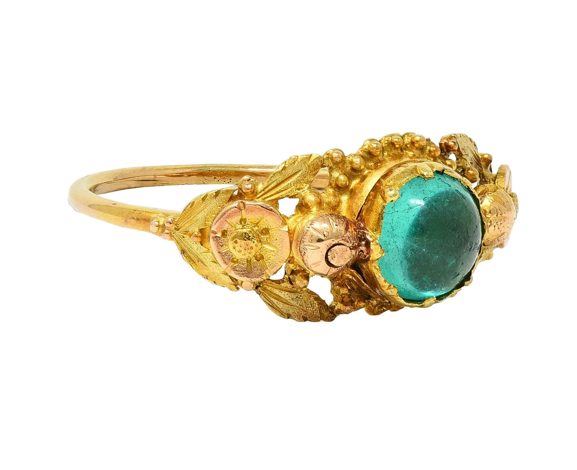 Georgian Emerald 22 Karat Two-Tone Gold Antique Napoleon Bonaparte Death Token Loyalty Swivel Ring - Image 4