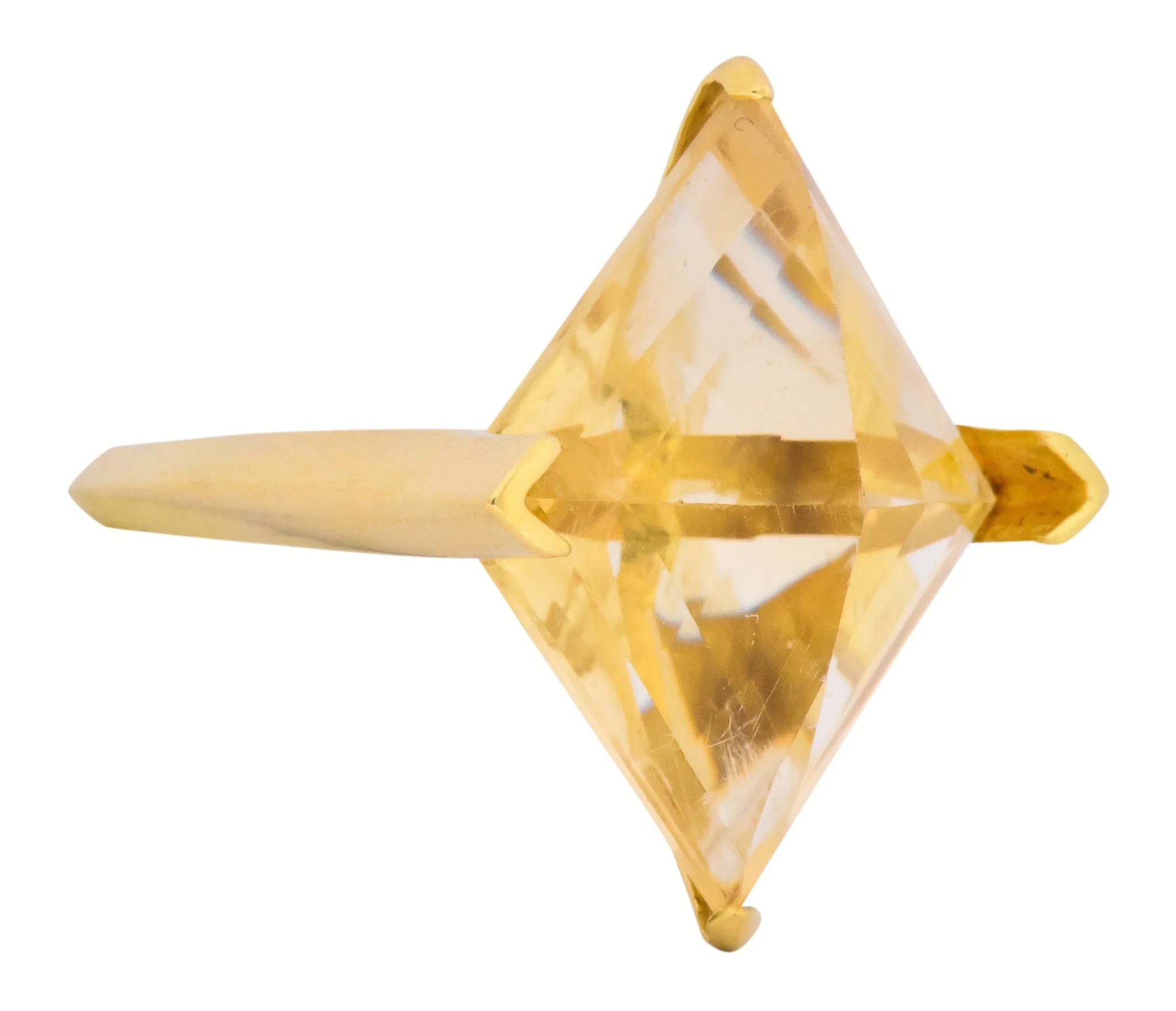 Gillian Packard 1968 British Modernist Citrine 18 Karat Gold Cocktail Ring - Image 2