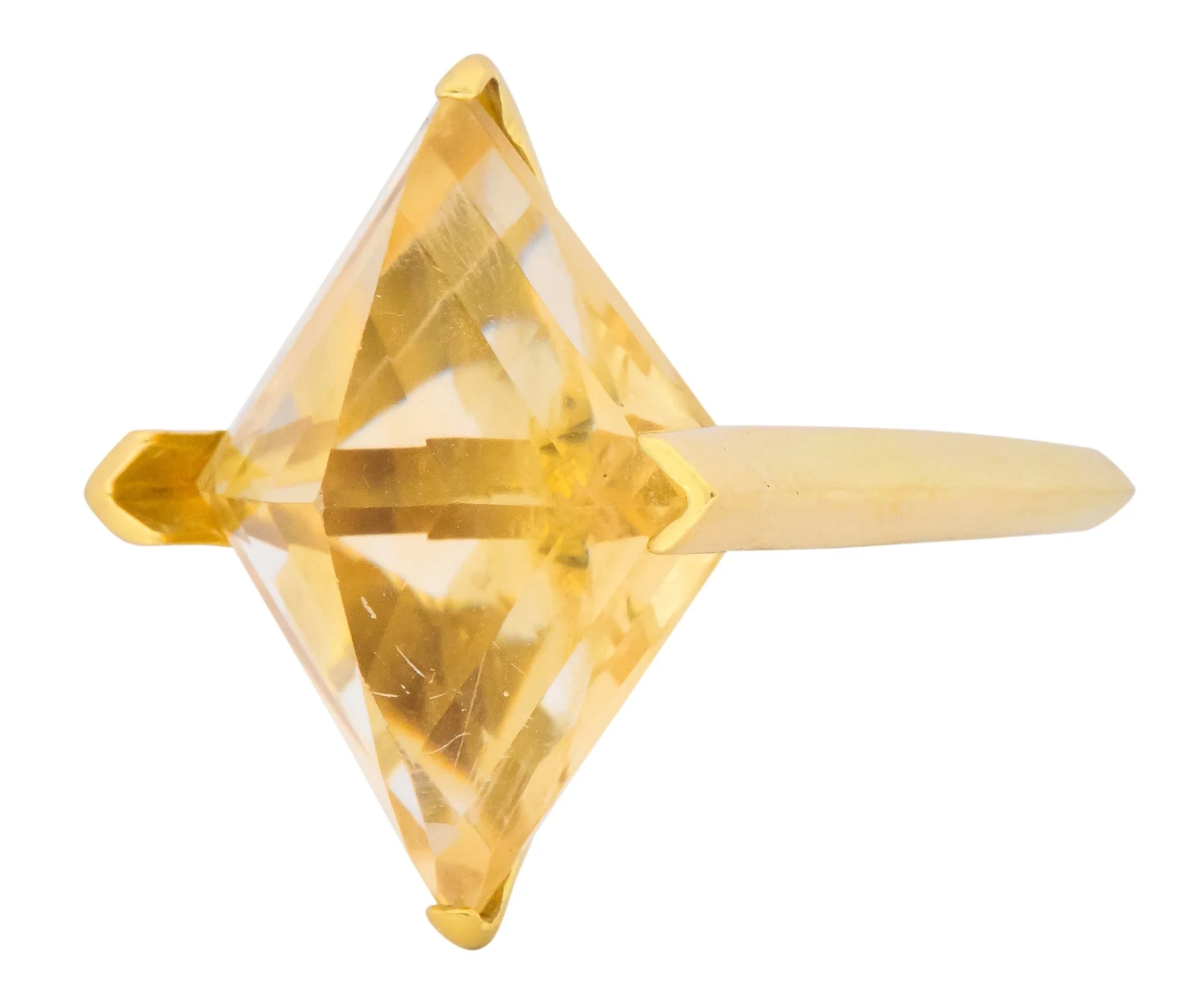 Gillian Packard 1968 British Modernist Citrine 18 Karat Gold Cocktail Ring - Image 6
