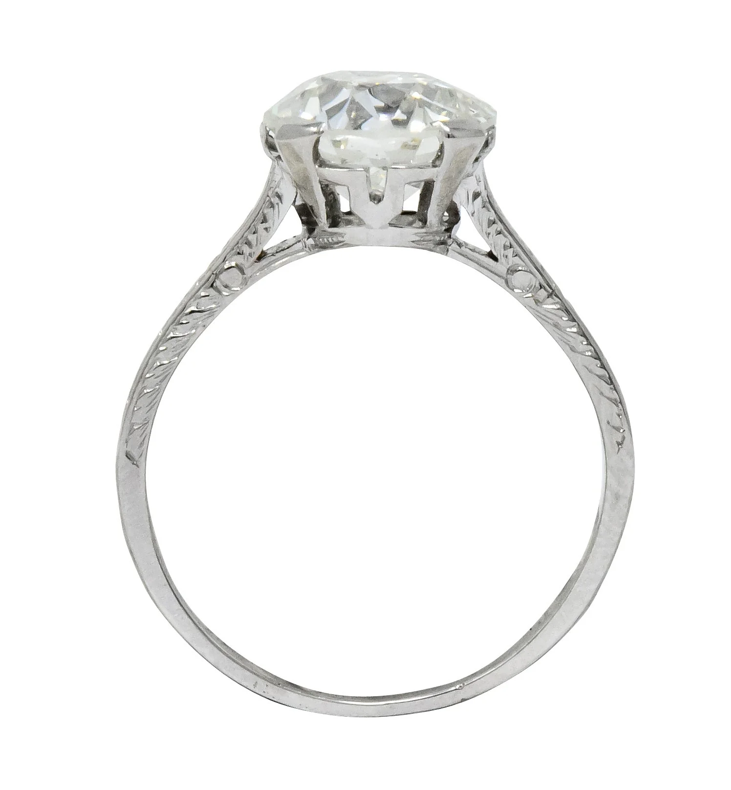 Gillot & Co. 3.21 CTW Old European Diamond Platinum Engagement Ring GIA - Image 7